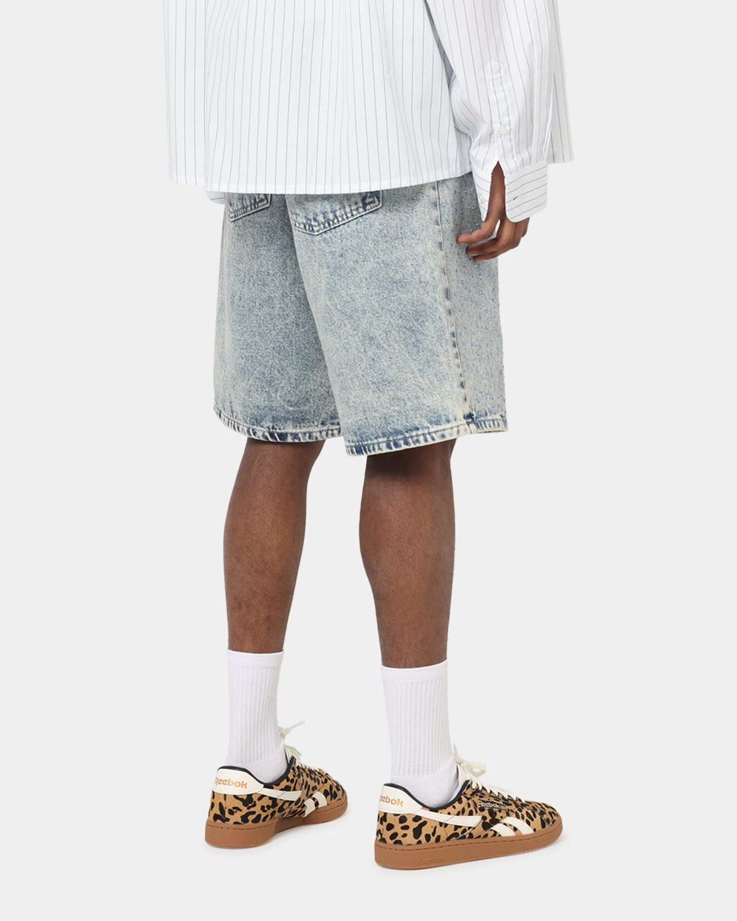 XXIII Diamond Buckle Back Jorts Blue Stonewash Anti Odor