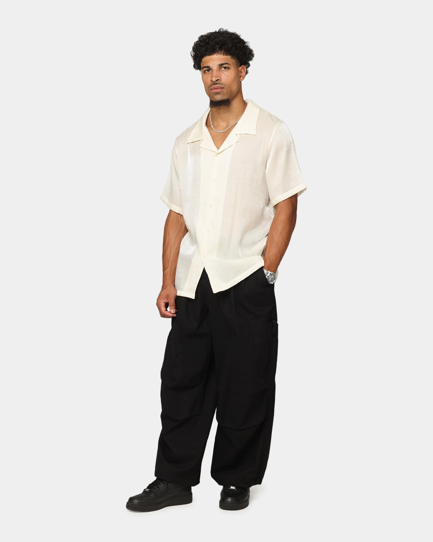 XXIII Diamond Button Up Shirt Off White Versatile Layering Piece