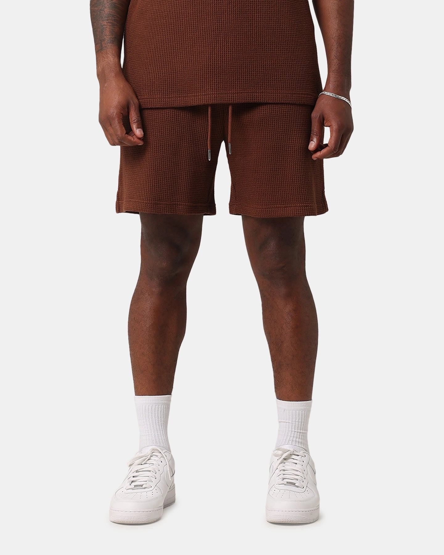 XXIII Ethan Knit Shorts Brown Wrinkle Resistant Treatment