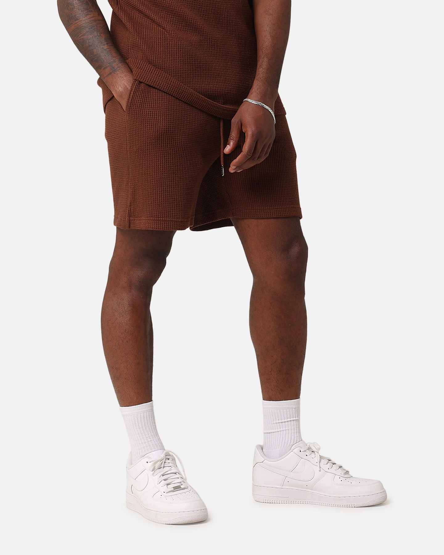 XXIII Ethan Knit Shorts Brown Secure Closure System No Ride Up Silicone Grip