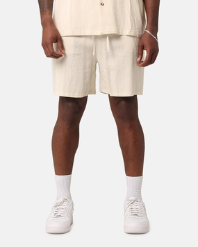 XXIII Ezrah Linen Shorts Off White Wrinkle Free Weave