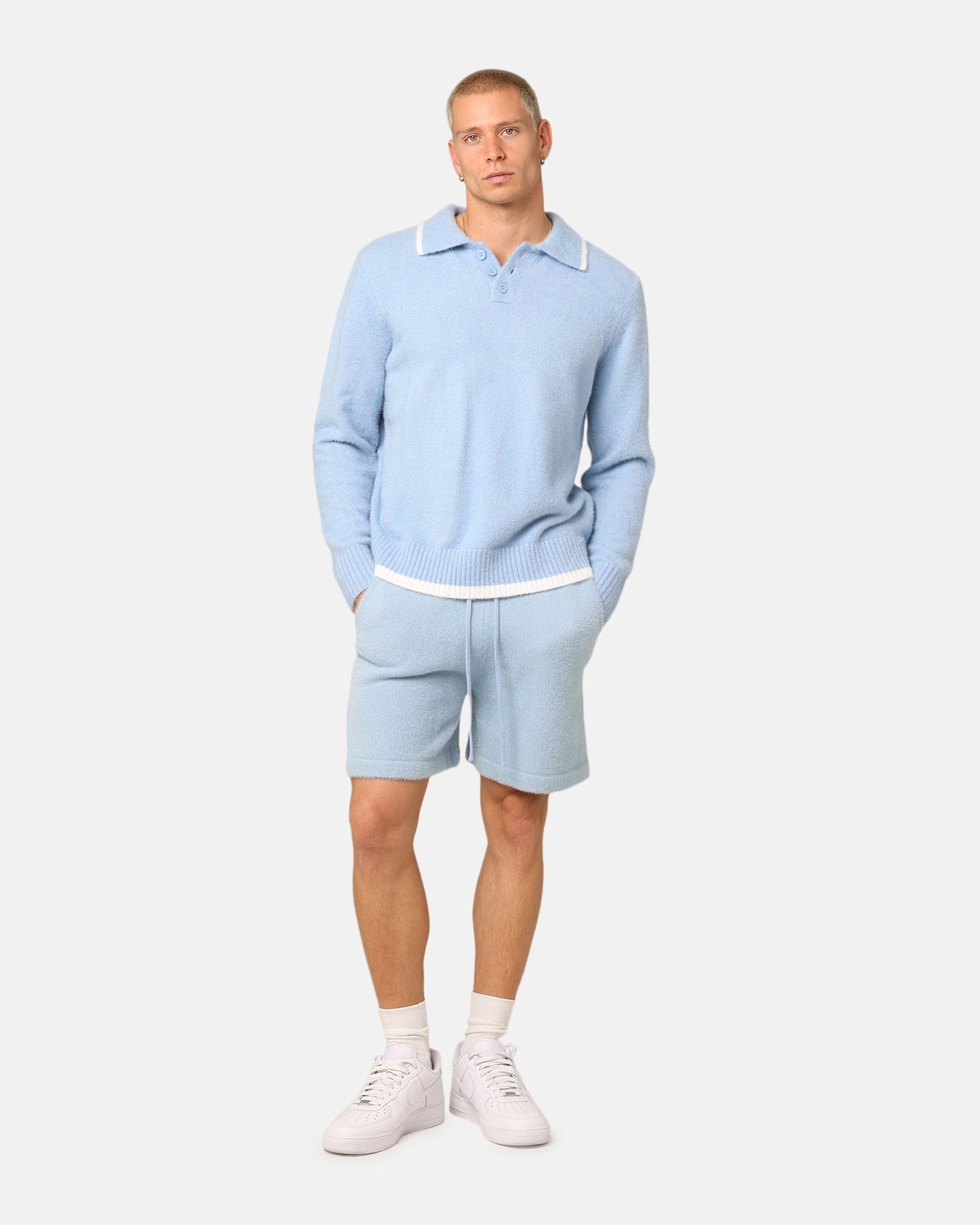 Coastal Style XXIII Fluffy Knit Shorts Blue