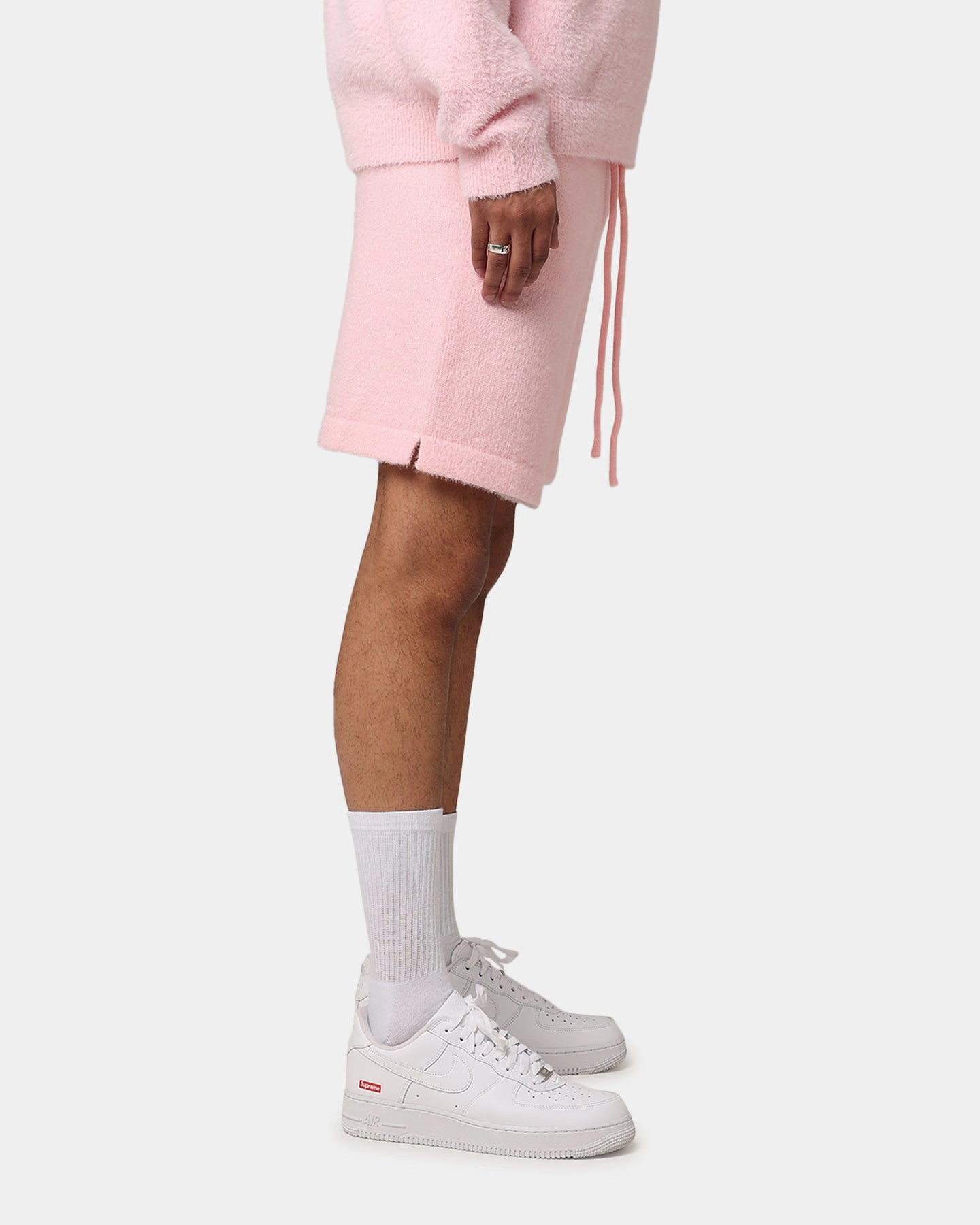 XXIII Fluffy Knit Shorts Pink multiple pockets Workwear