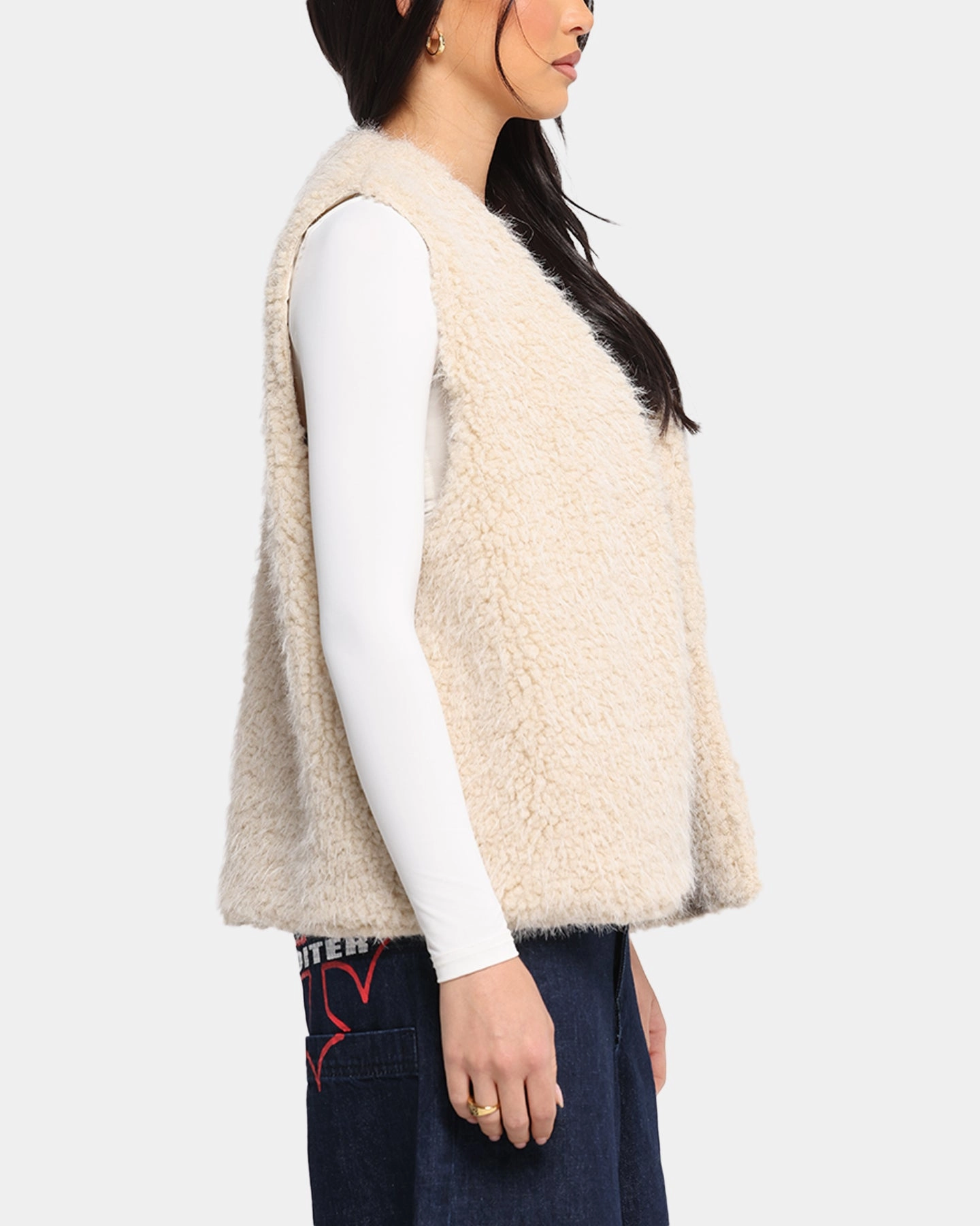 Green XXIII Fur Vest Cream