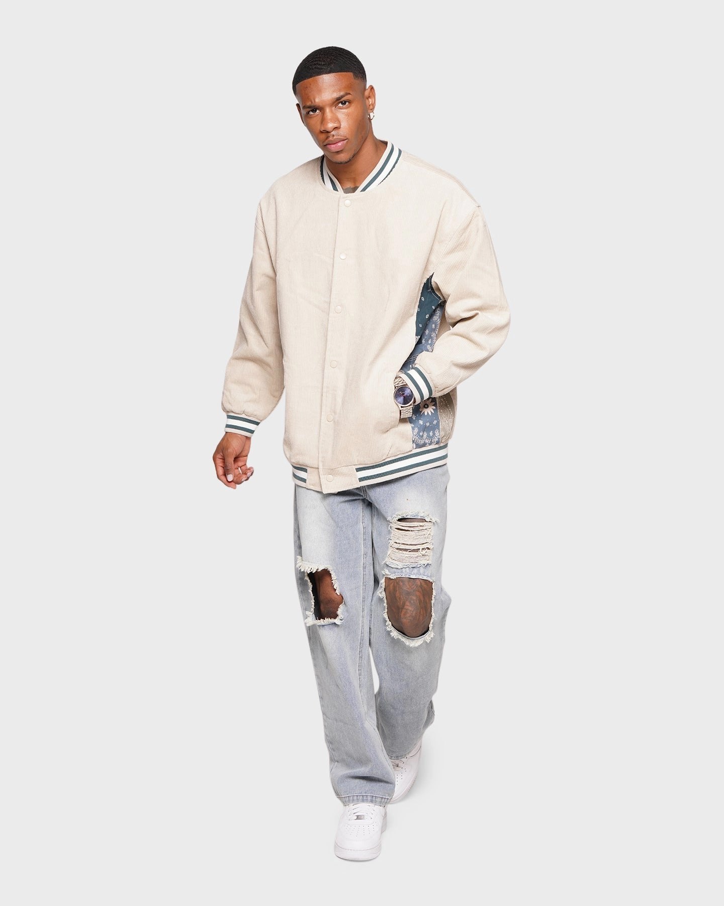 XXIII Hellekin Cord Bomber Jacket Cream wedding guests