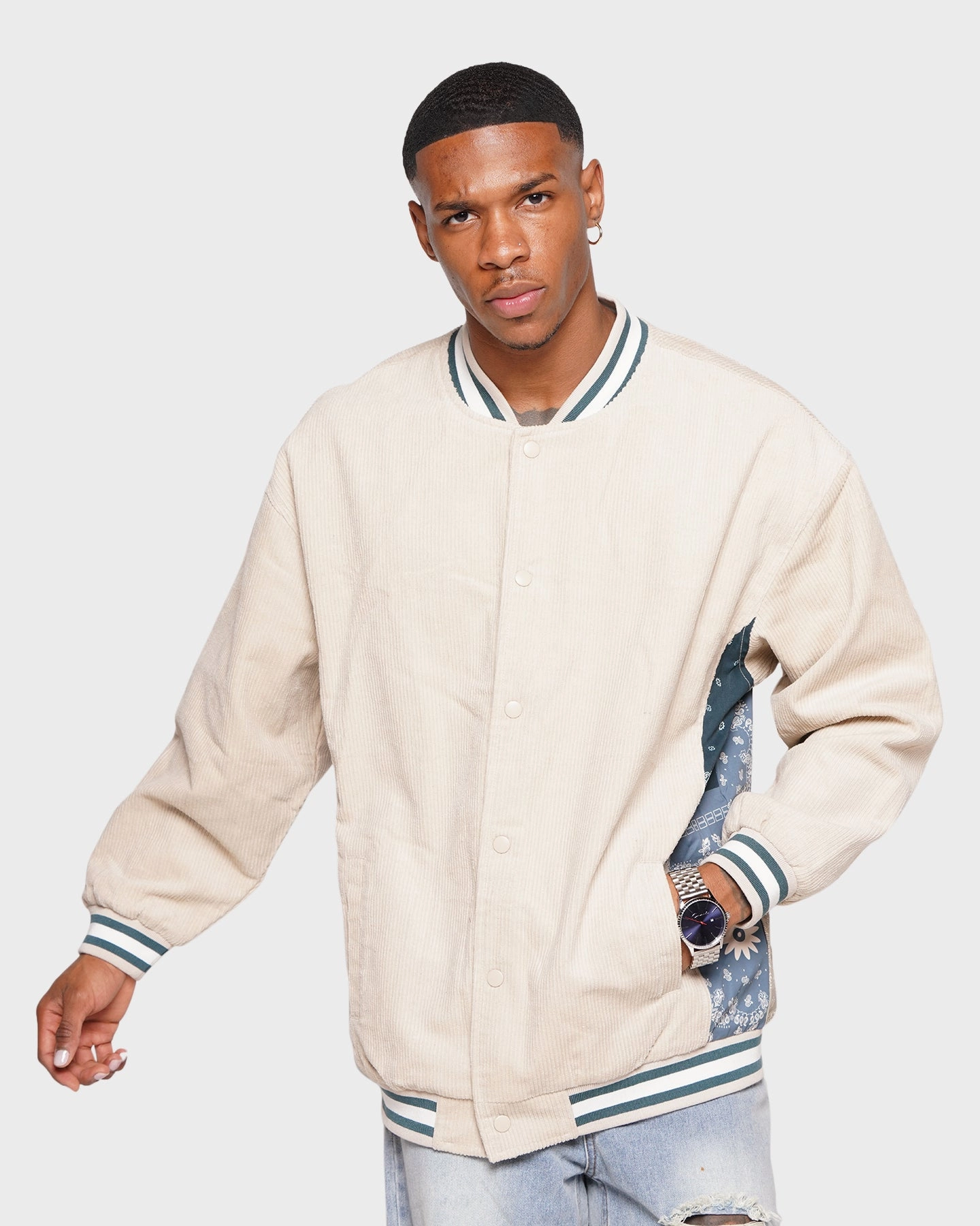 XXIII Hellekin Cord Bomber Jacket Cream Athletic Wear