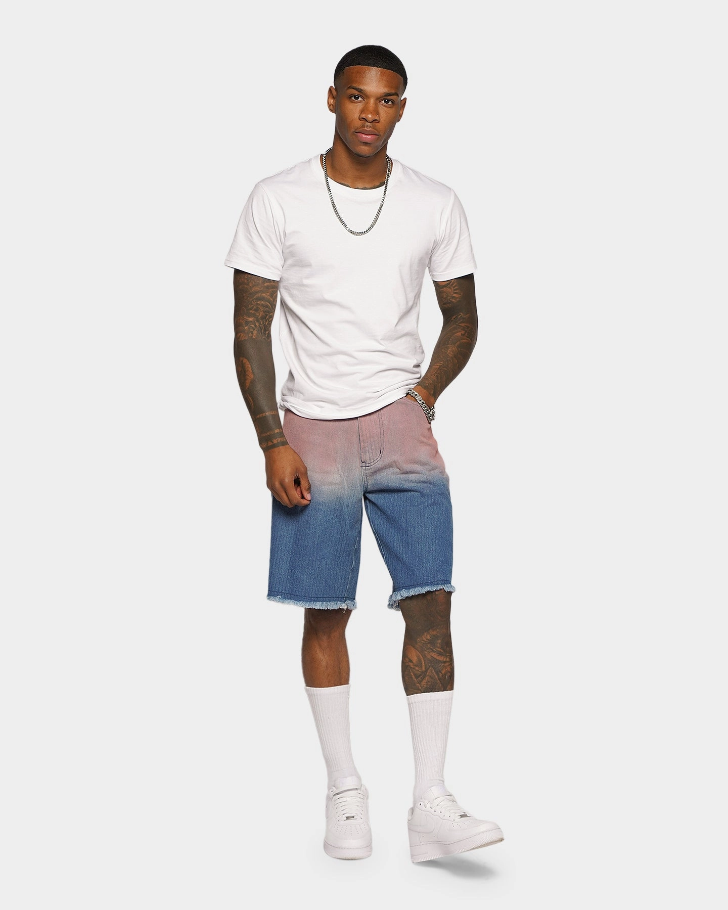 Clean Fit Daily Wear XXIII Huelva Gradient Denim Shorts Blue/Pink