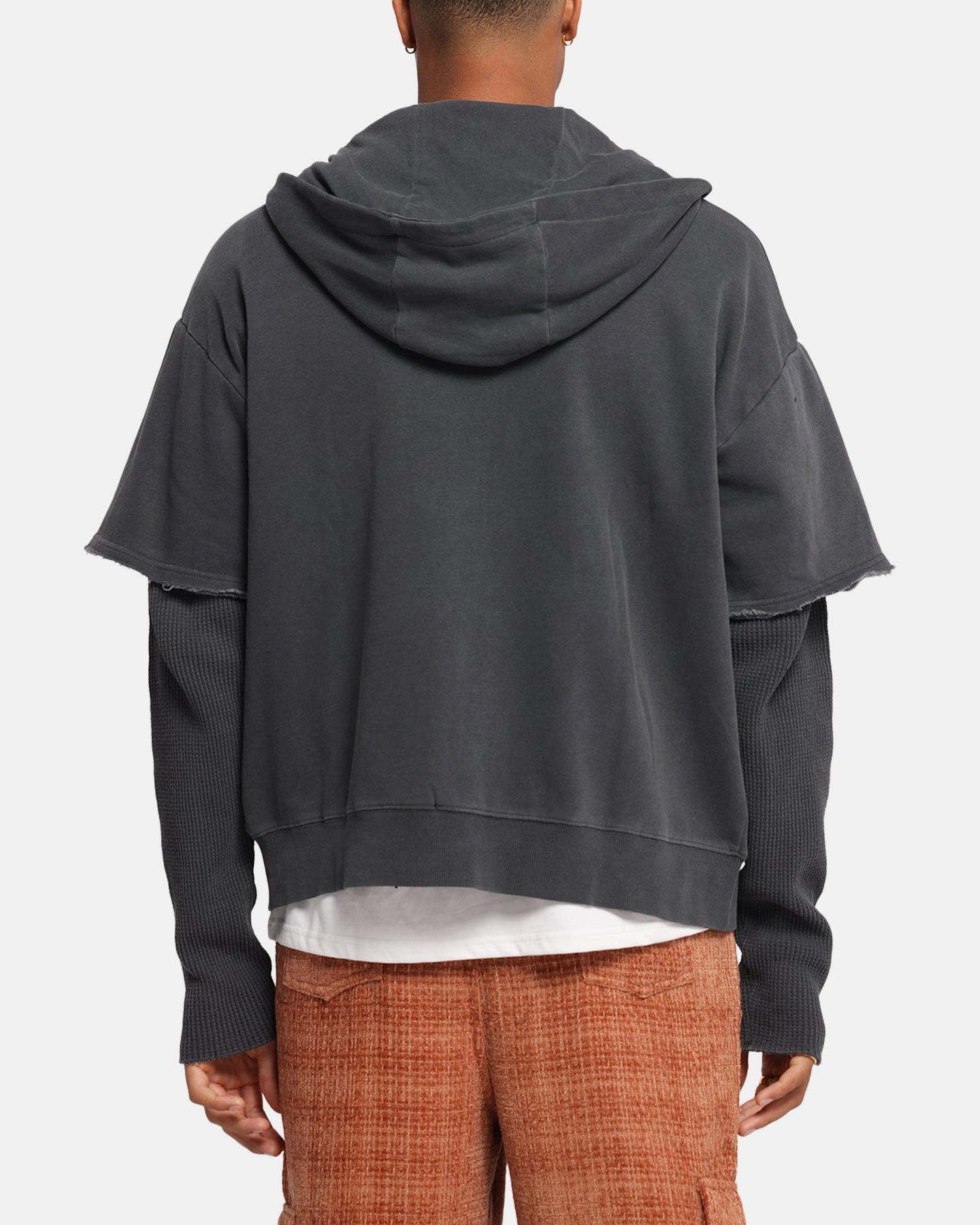 XXIII Hybrid Layered Hoodie Washed Black Flex Fit Fabric Statement Piece