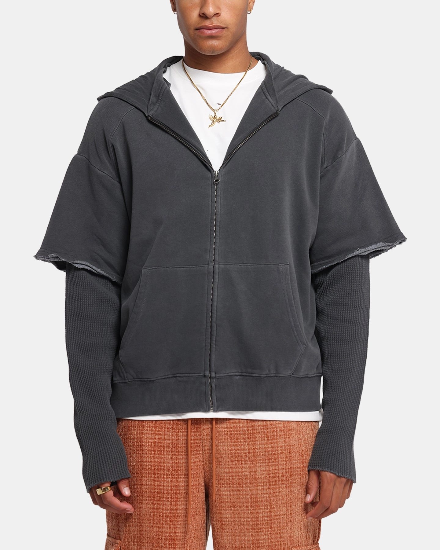 XXIII Hybrid Layered Hoodie Washed Black Comfort core