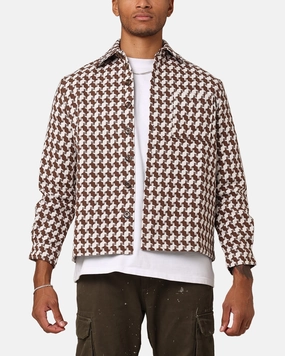 XXIII Jacquard Weave Shacket Brown/White Danger