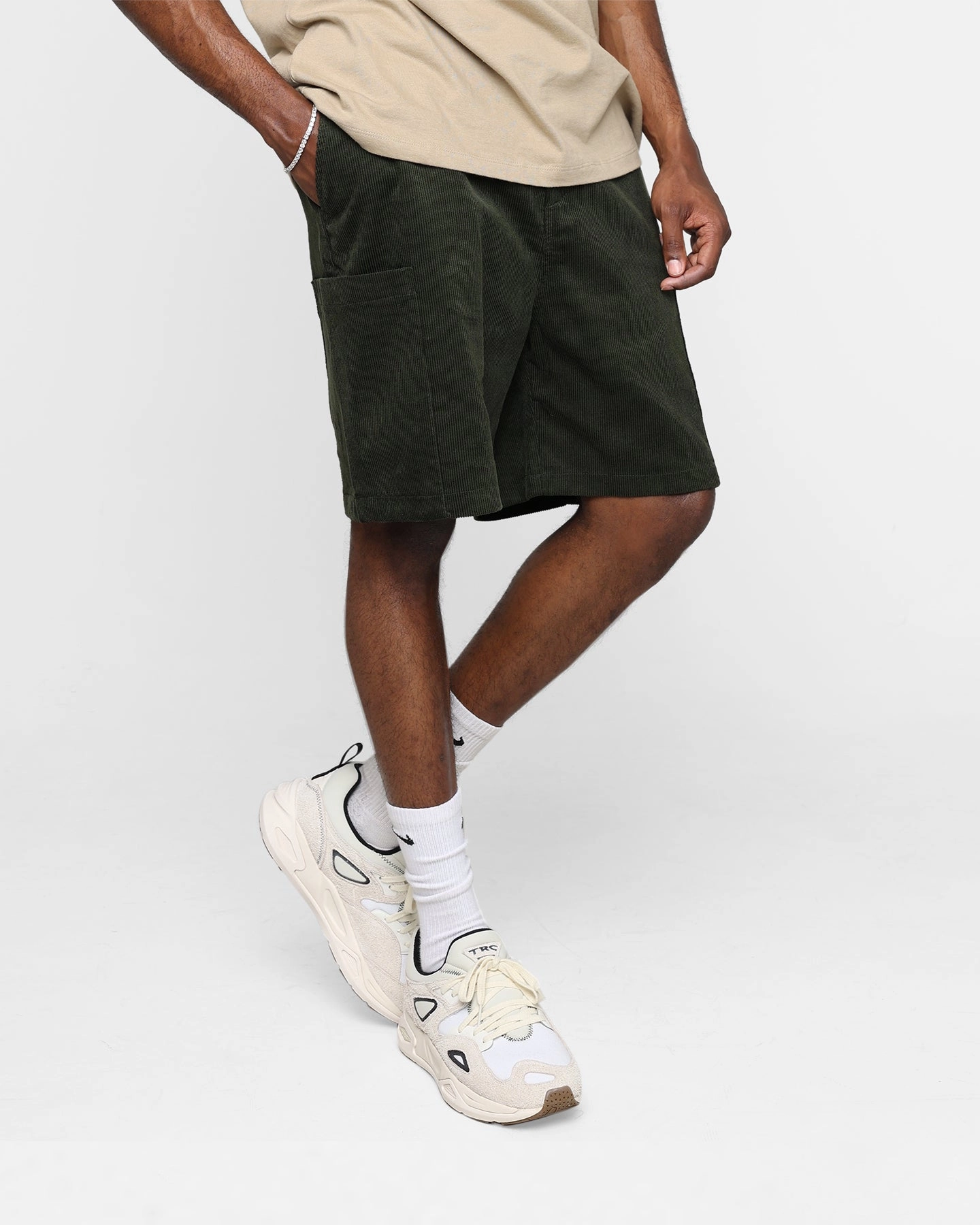 Everyday Feel Fleece Lining XXIII Jason Corduroy Shorts Dark Green