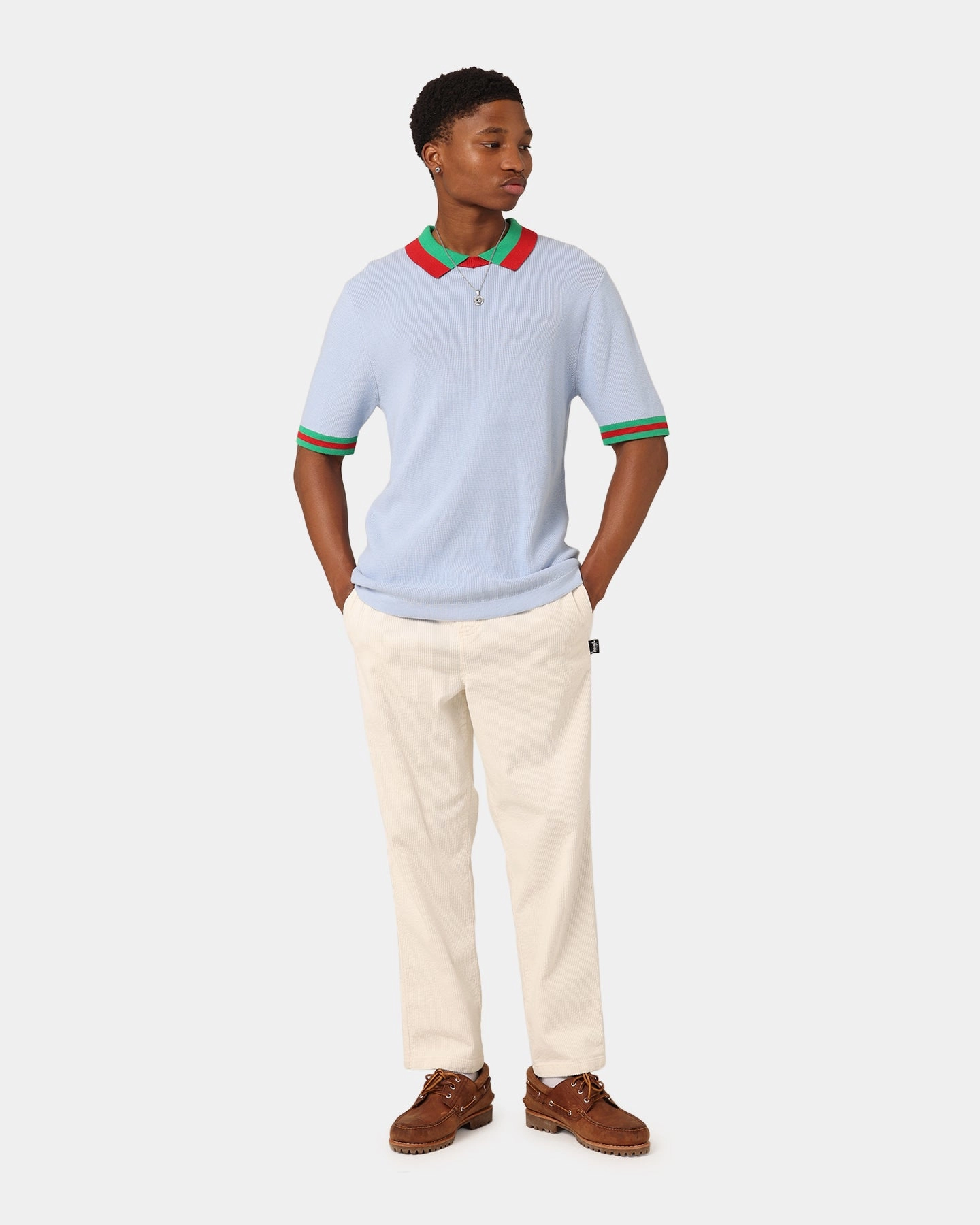 YarnDyed Construction Heather Effect Weaving XXIII Kurt Knitted Polo Shirt Blue