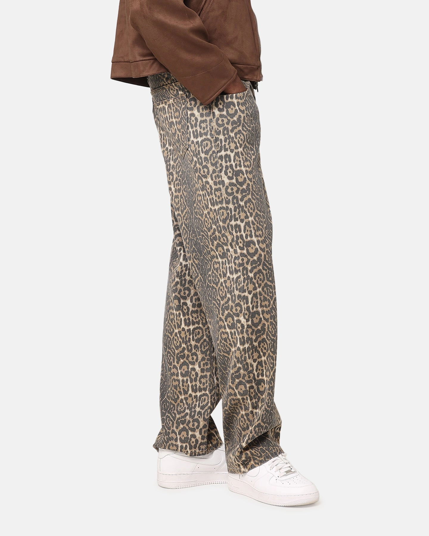 XXIII Leopard Baggy Jeans Leopard Fade Resistant Dye Plus-size option