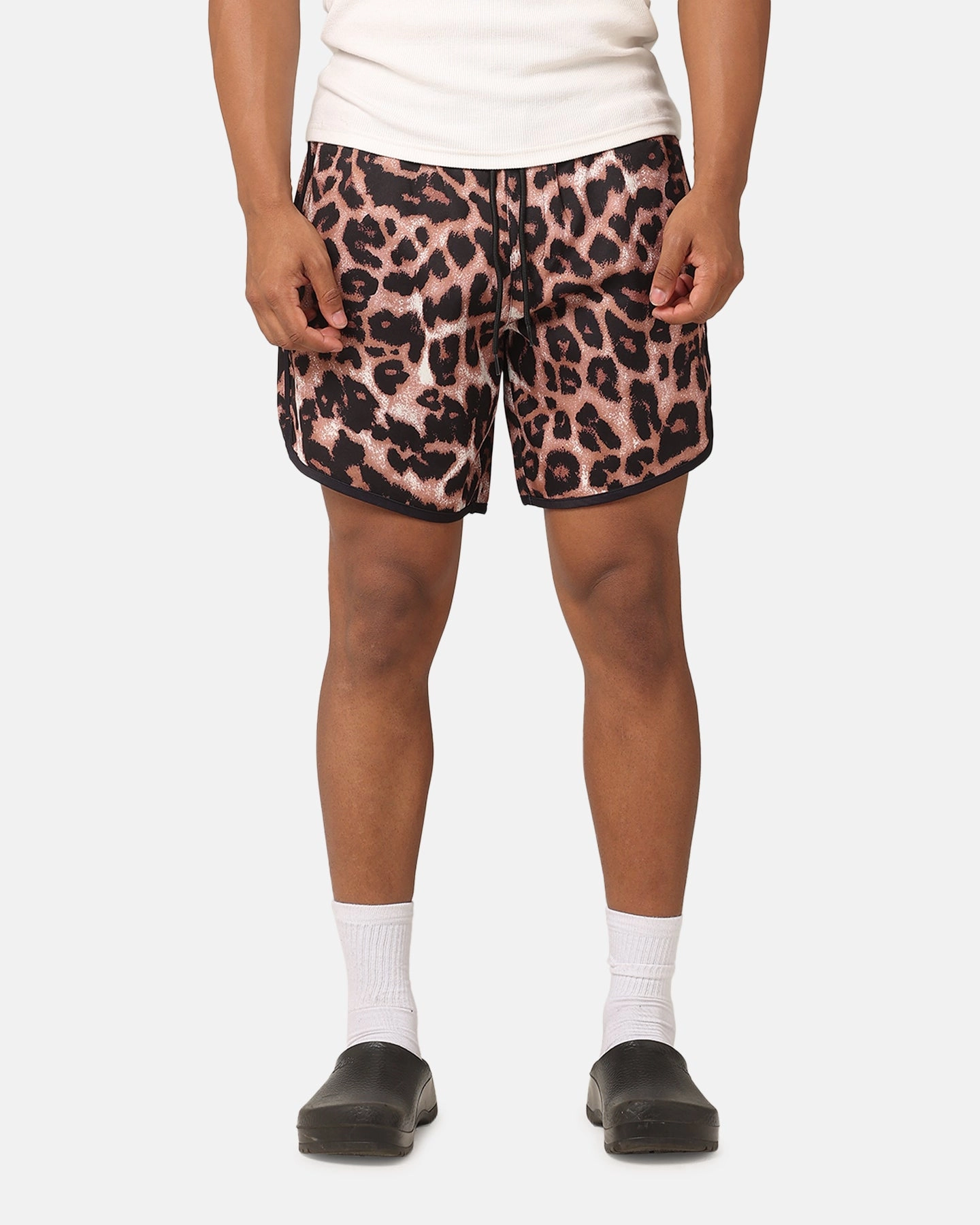 XXIII Leopard Swim Shorts Leopard Quick Adjust Fit No Ride Up Silicone Grip
