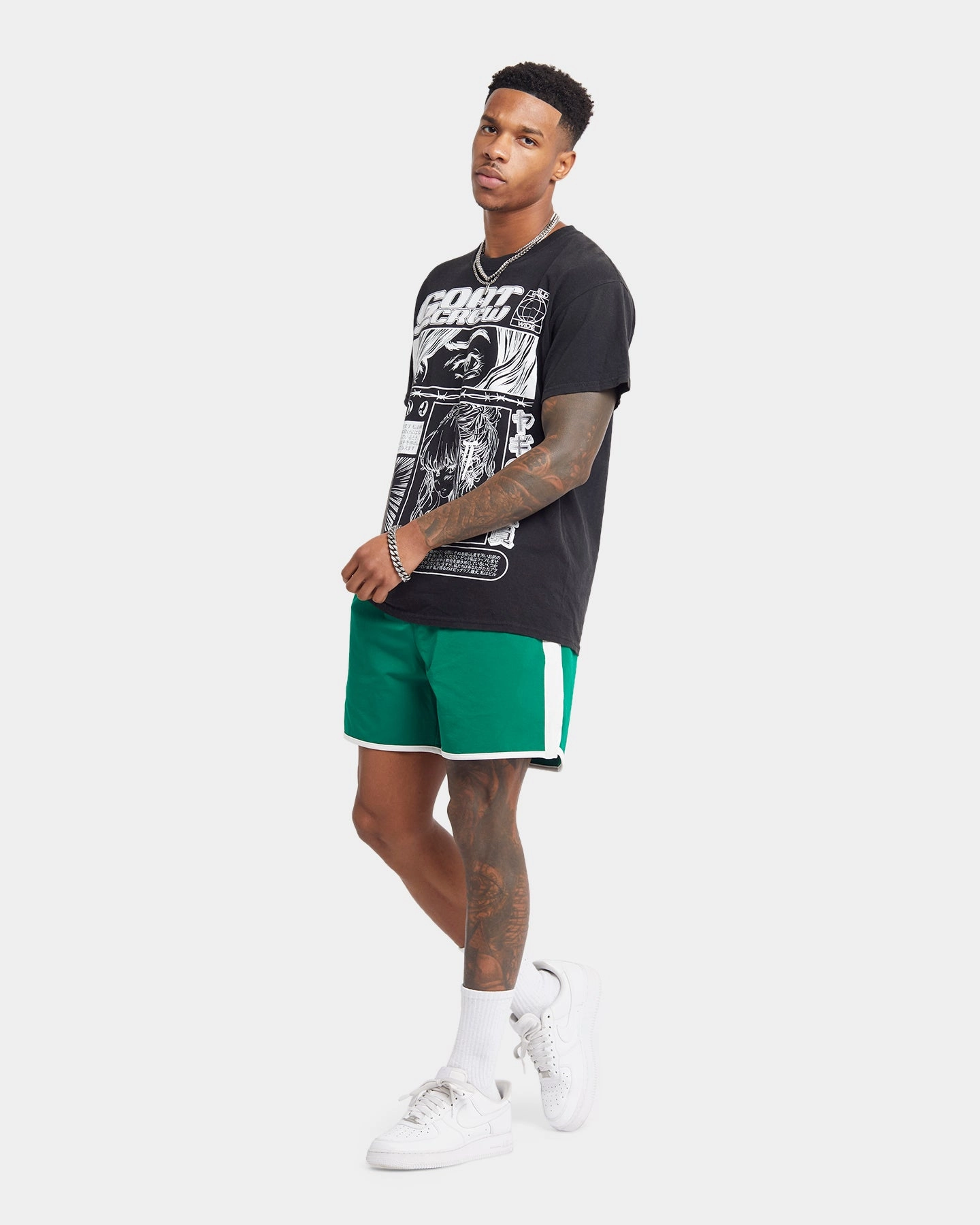 XXIII Maxime Racing Shorts Green/White Stylish Comfort Roll Up Cuff Design