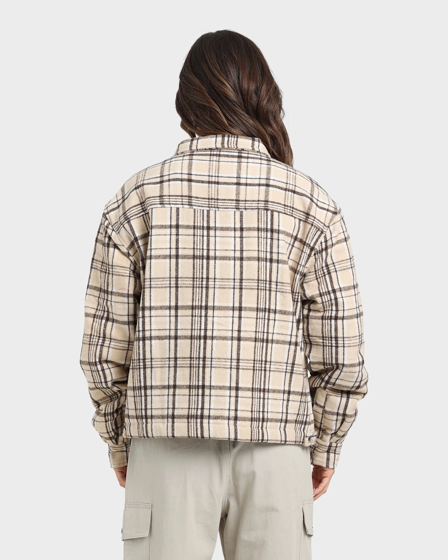 tag XXIII Oaxaca Cropped Tartan Jacket Brown