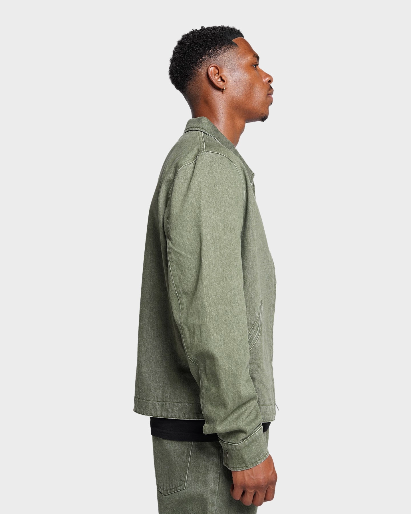 XXIII Oliver Washed Denim Jacket Olive Travel Ready