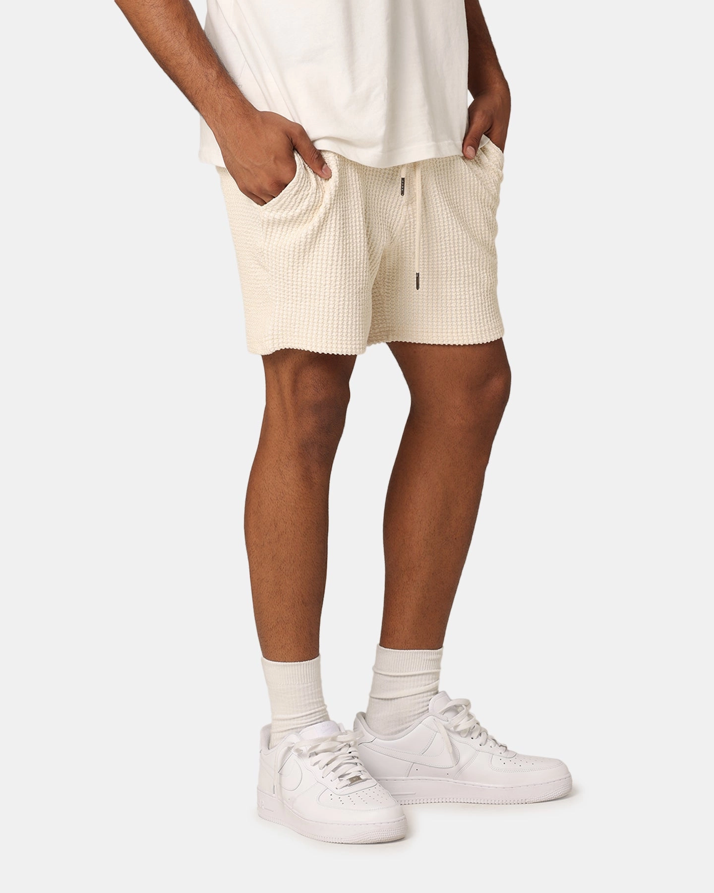 media industry cargo style XXIII Ozzy Waffle Shorts Cream