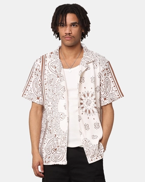 Student Essential Boho chic XXIII Paisley Nights Button Up Shirt Cream/Brown