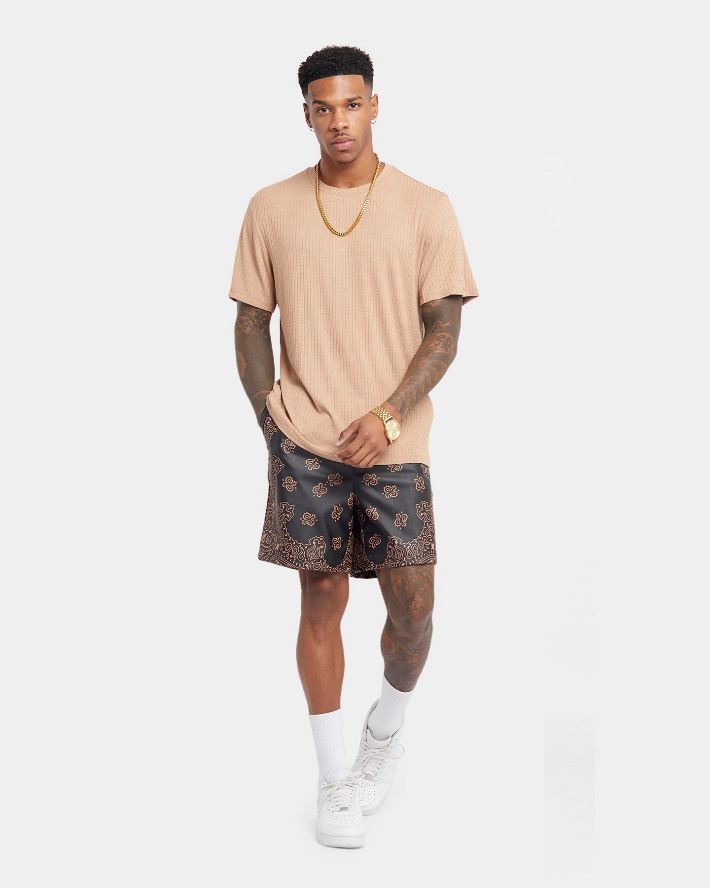 All Occasion XXIII Paisley Printed Pleather Shorts Paisley Black