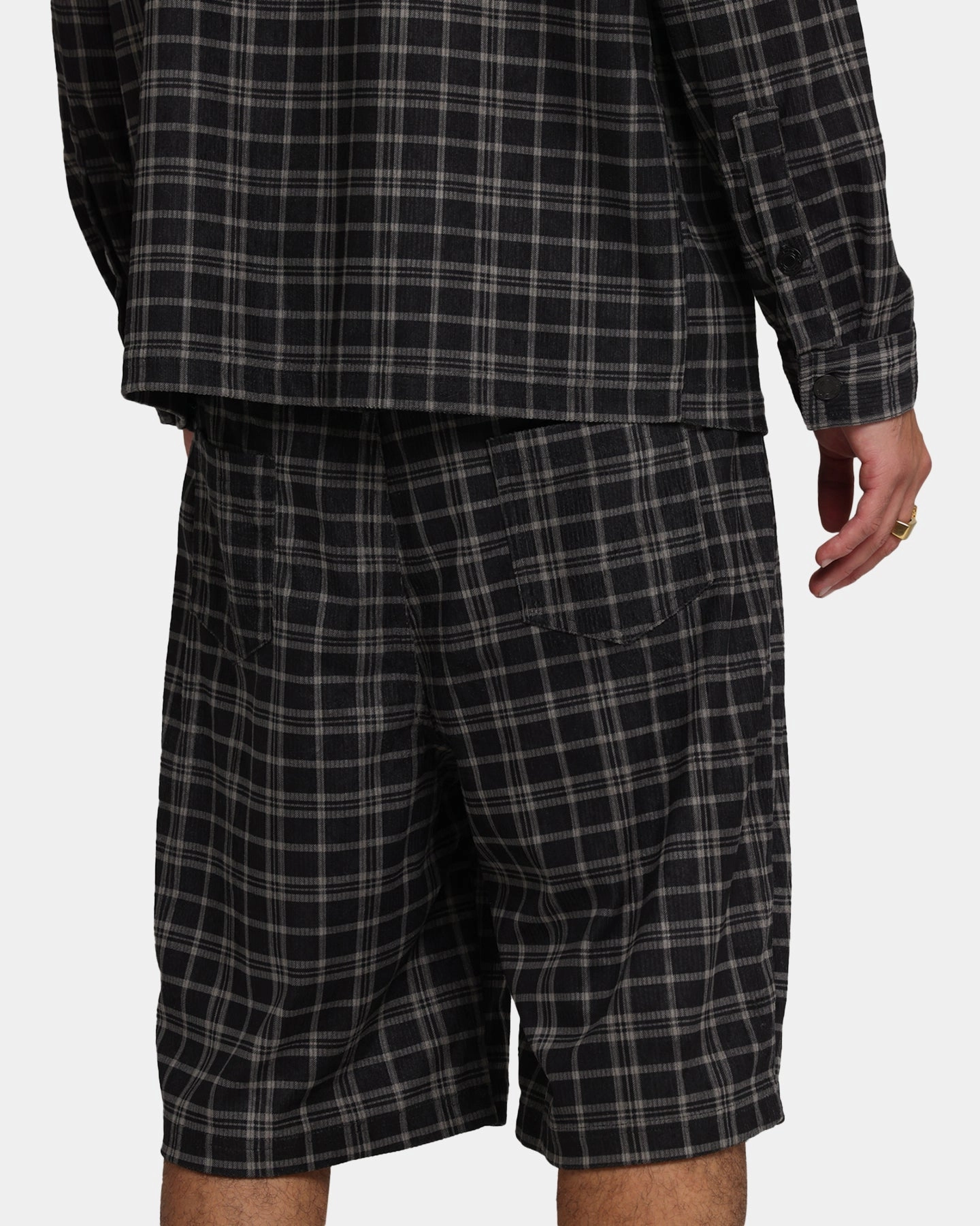 Active Style XXIII Plaid Corduroy Jorts Black/Grey