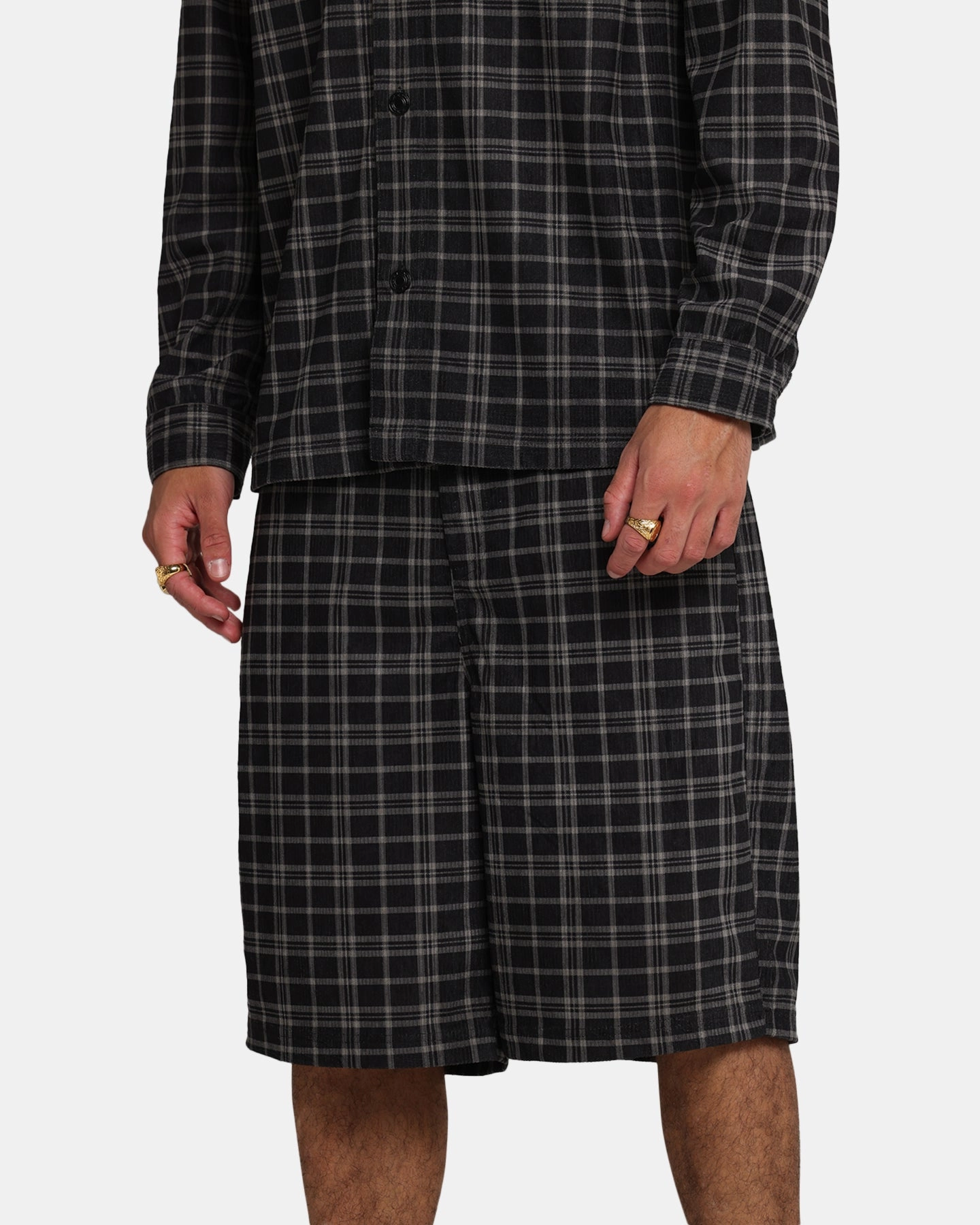 Outdoor Days XXIII Plaid Corduroy Jorts Black/Grey