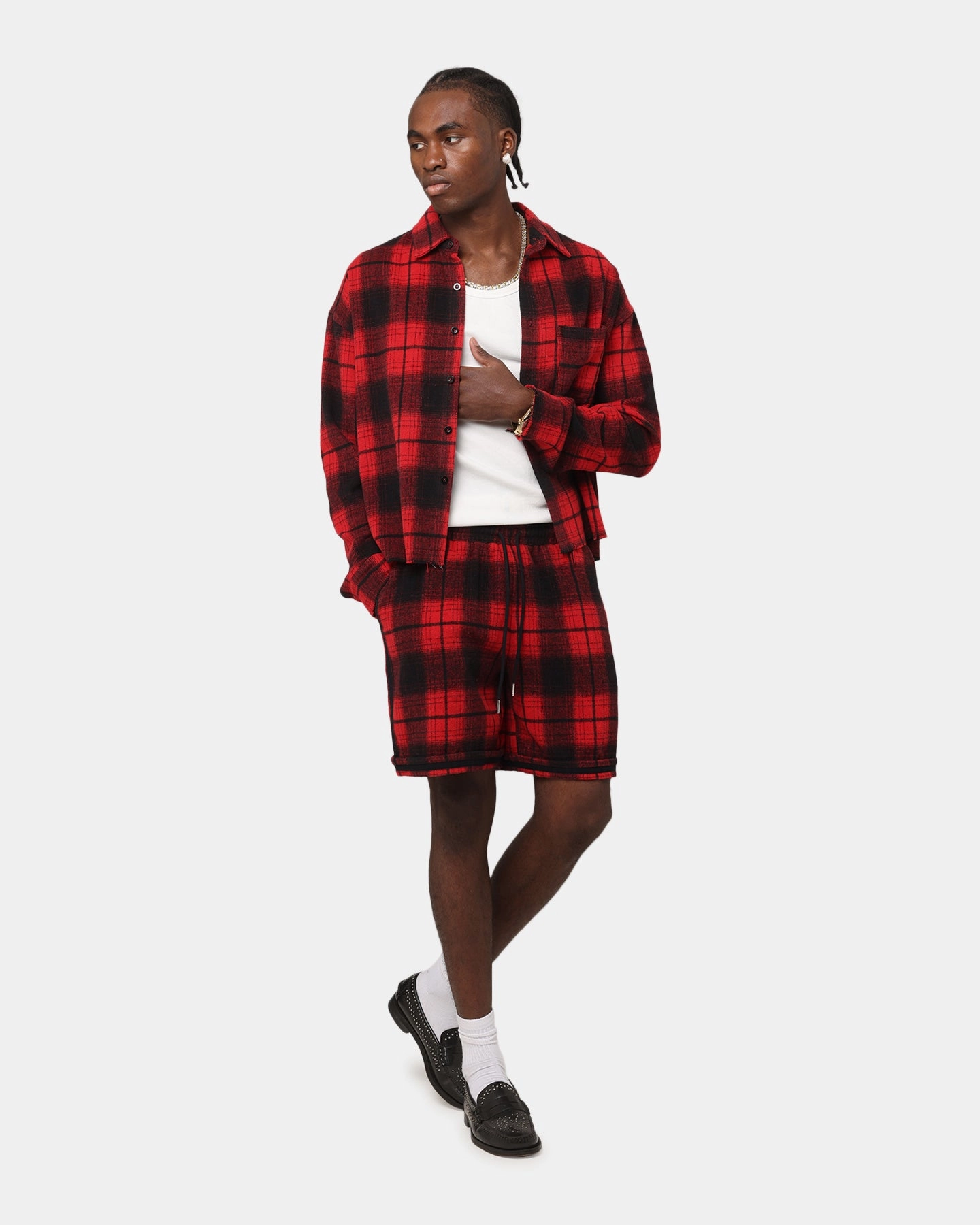 Outerwear Companion XXIII Plaid Long Sleeve Overshirt Red
