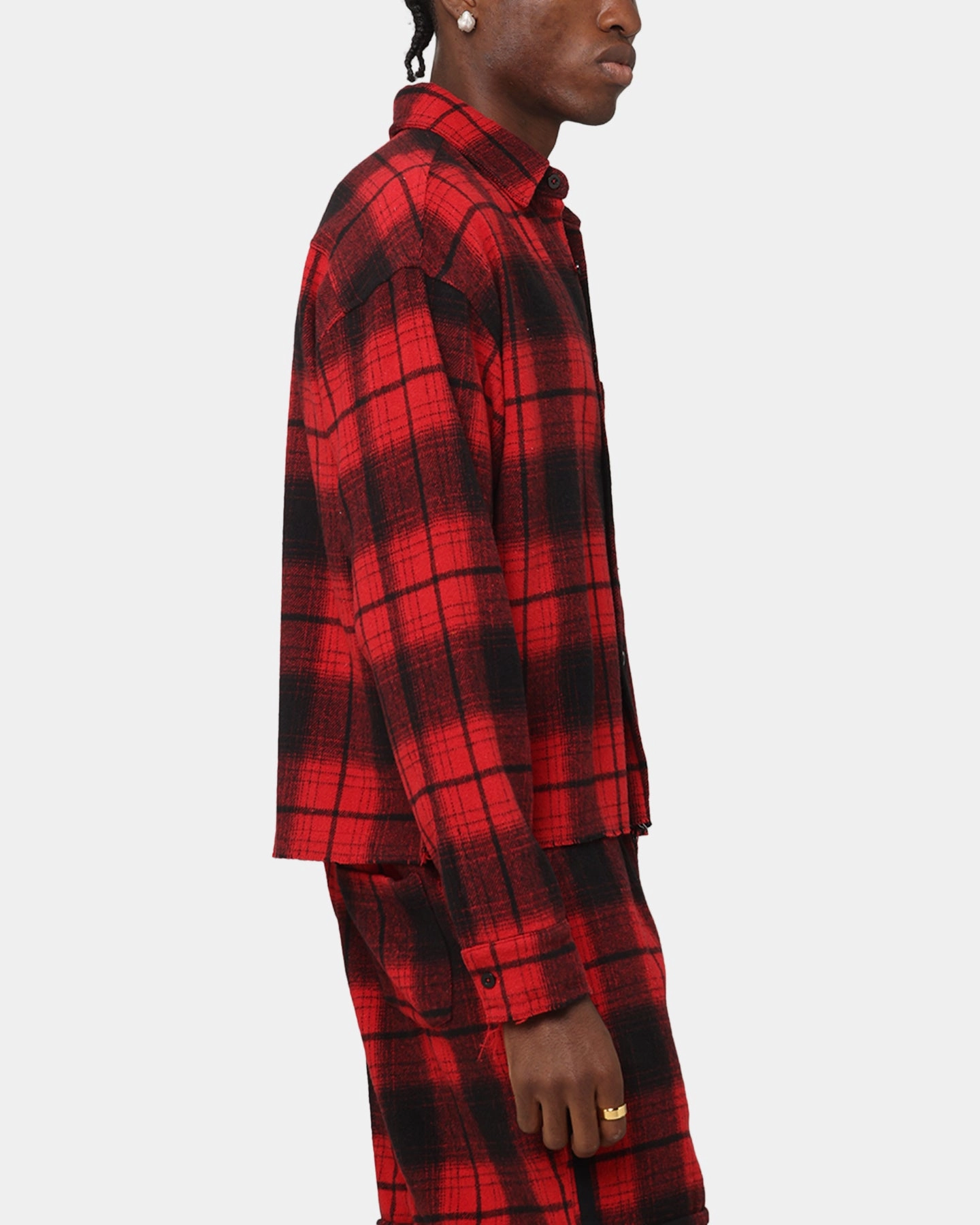 Tagless Design Social Meetup XXIII Plaid Long Sleeve Overshirt Red
