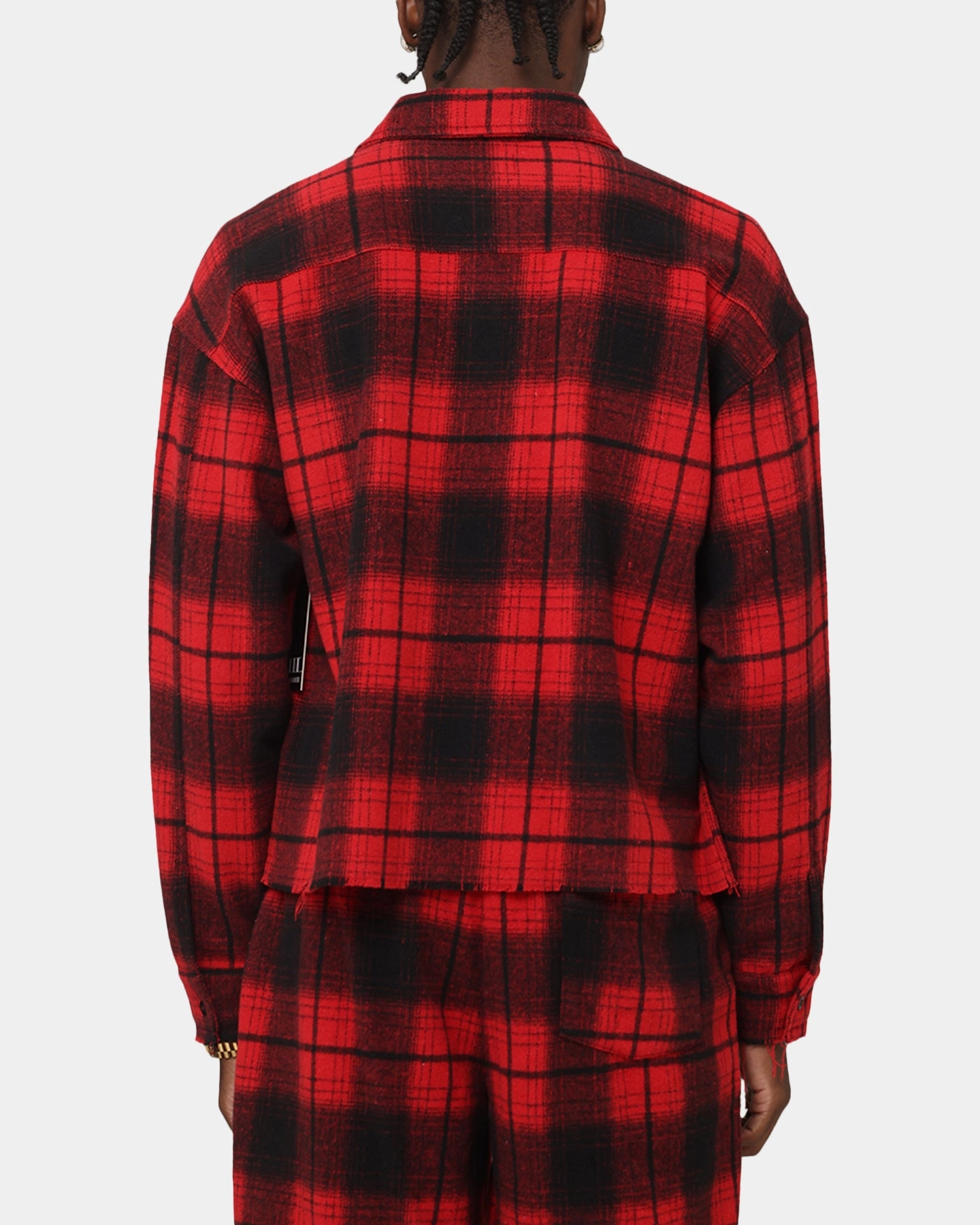 Mature appeal Fitted Design XXIII Plaid Long Sleeve Overshirt Red
