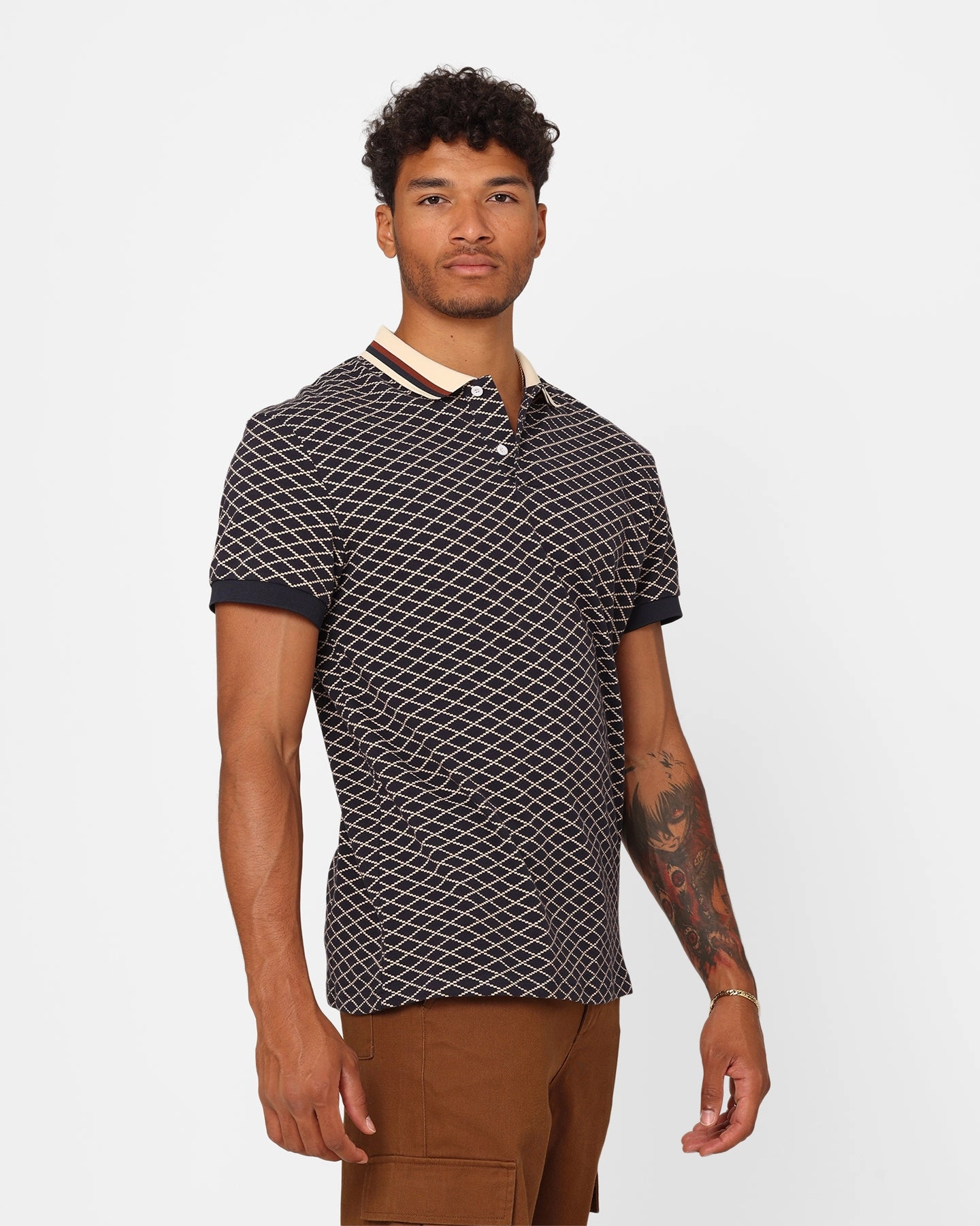 XXIII Printed Polo Shirt Navy Breathable Cotton