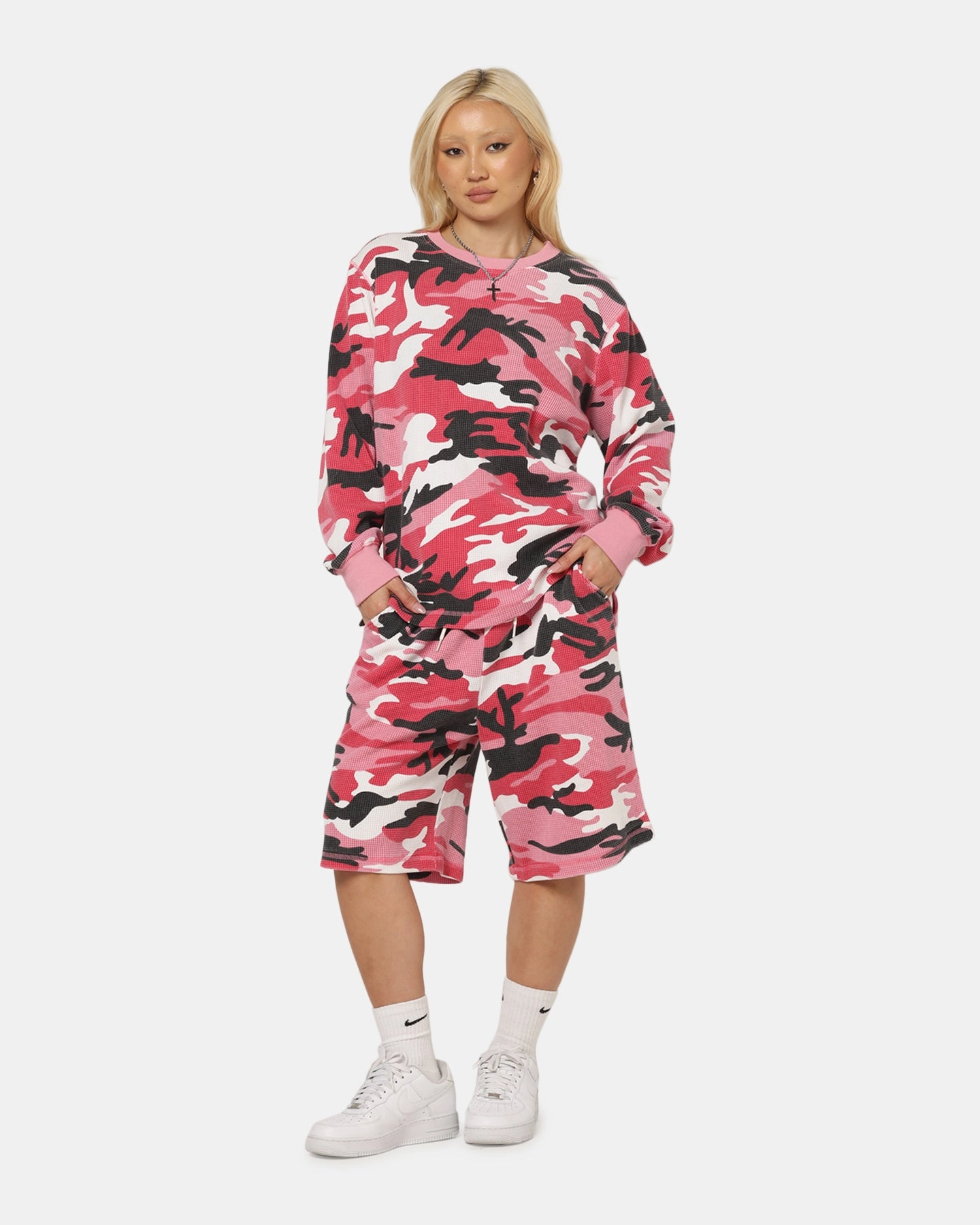 XXIII Printed Thermal Long Sleeve T-Shirt Pink Camo Soft and Light