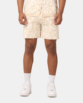 High Durability Weave Mid - rise XXIII Puzzle Knit Shorts Beige/Off White
