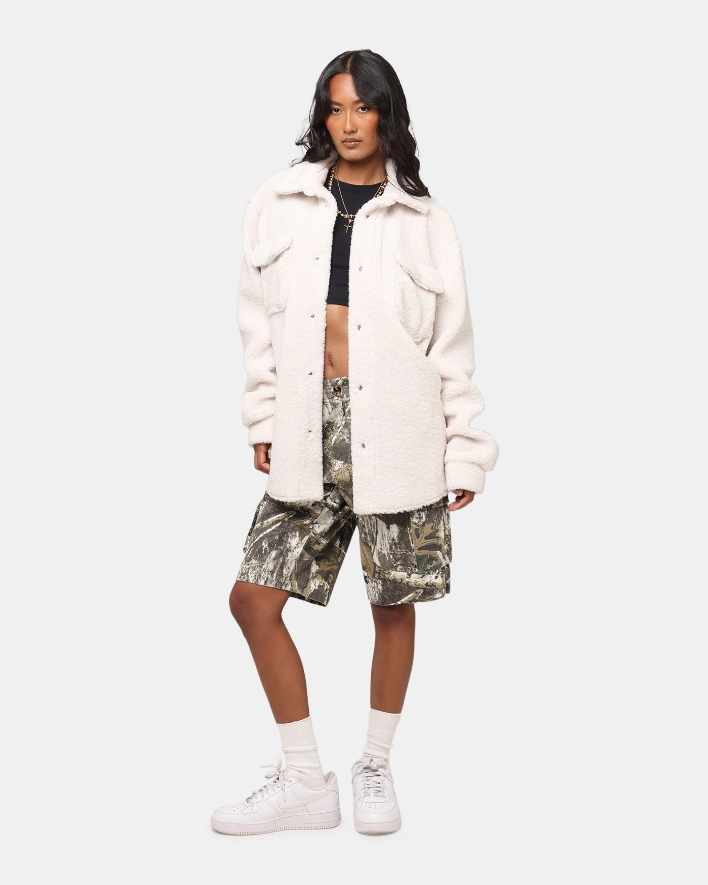 XXIII Shearling Fur Jacket Cream Fleece Lined Interior clean design