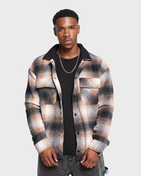 popular in Europe XXIII Sherpa Flannel Jacket Tan/Black