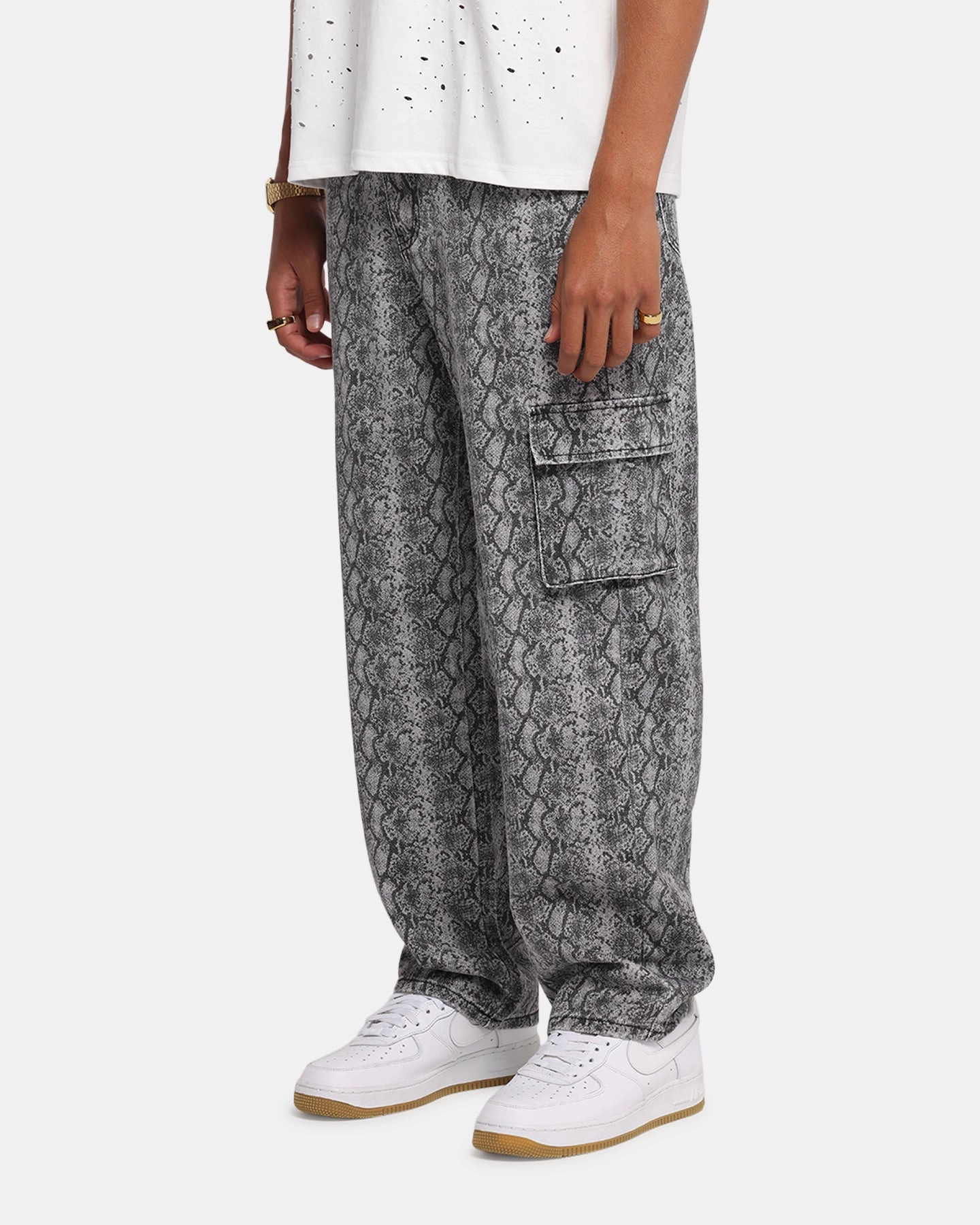 XXIII Snake Skin Cargo Pants Black Snake Print All Day Wear