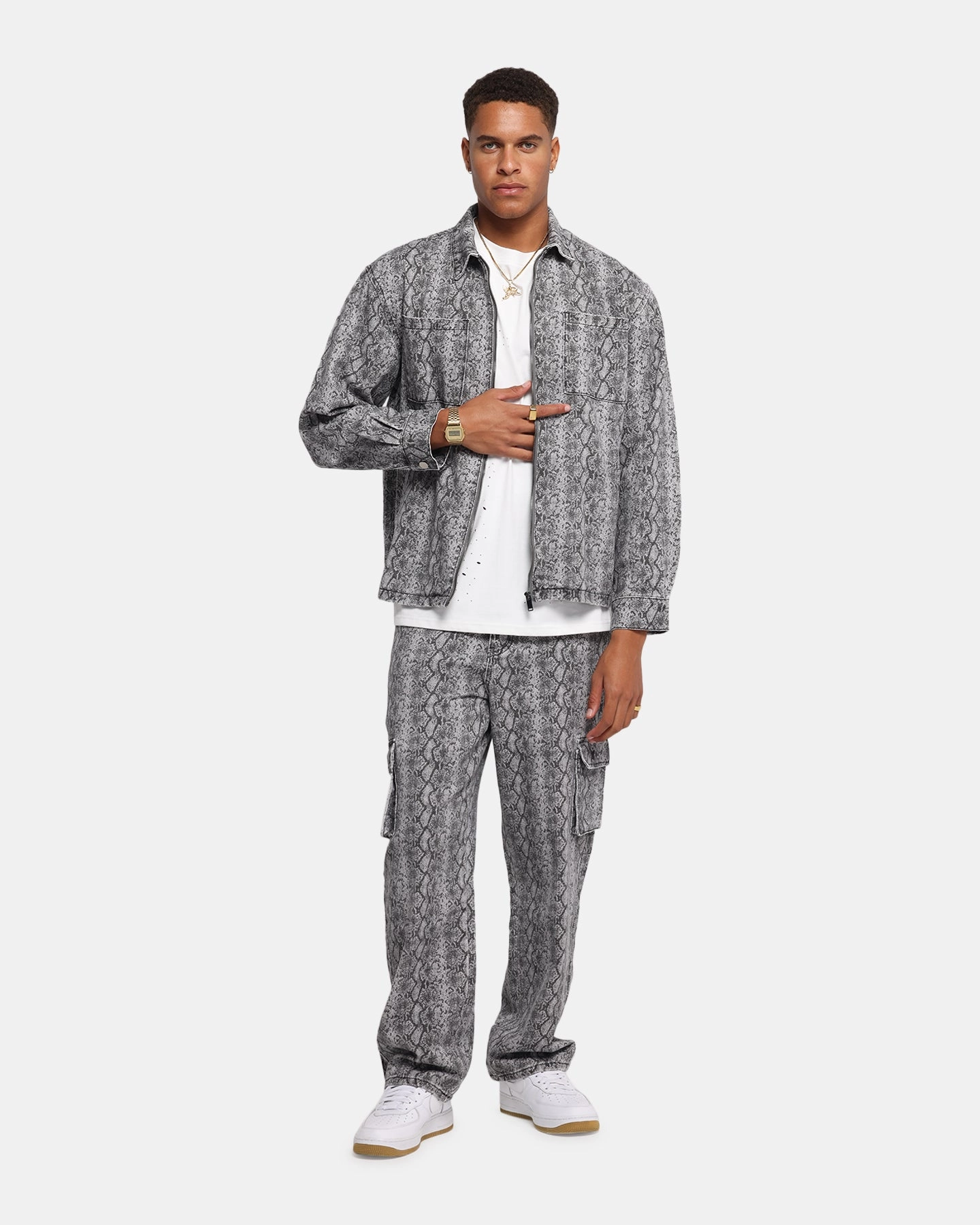 Taped Edges Ergonomic Paneling XXIII Snake Skin Jacket Black Snake Print