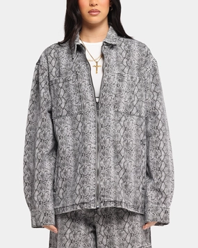 Awareness Foldable Collar Design XXIII Snake Skin Jacket Black Snake Print