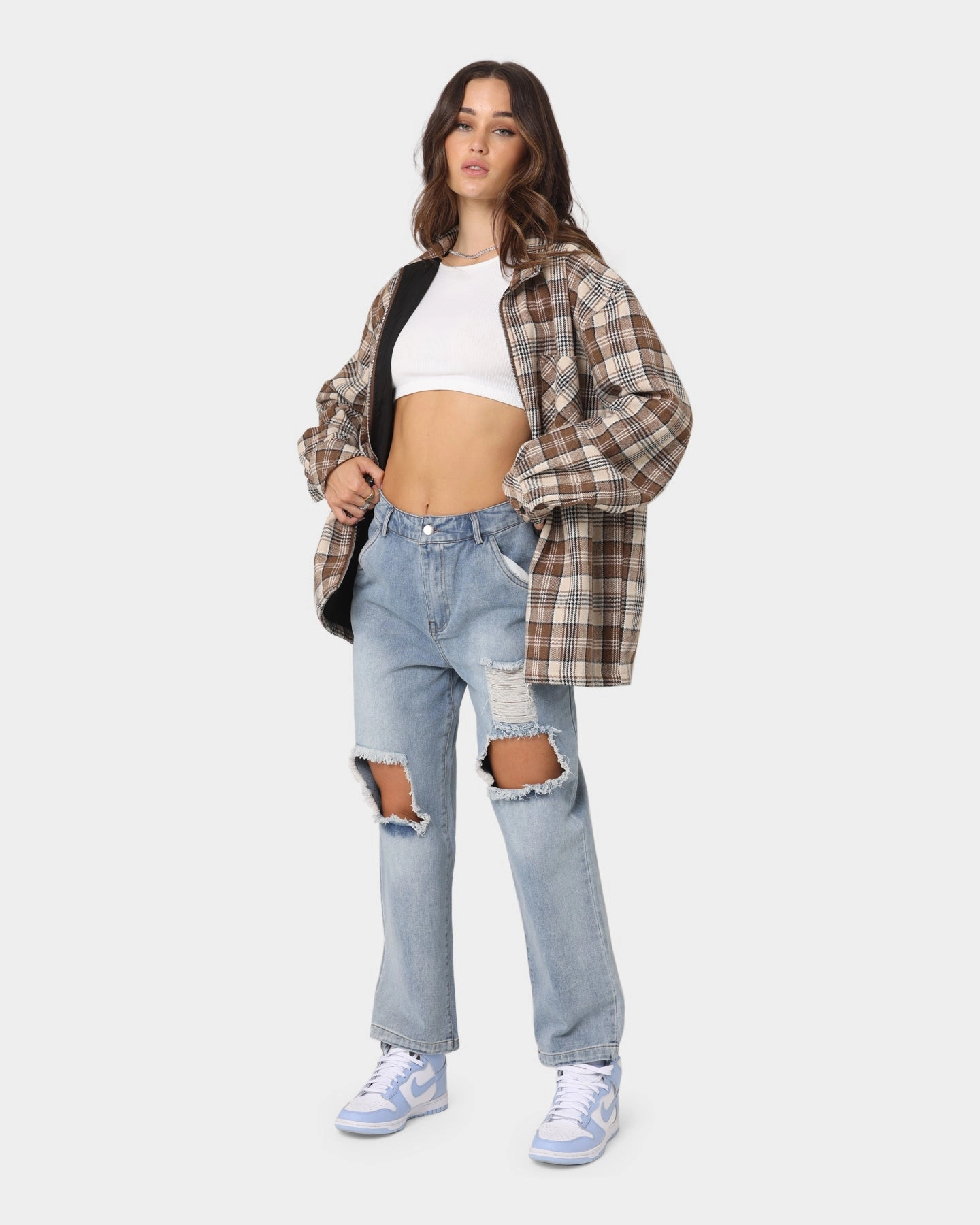 XXIII Soren Plaid Bomber Jacket Brown Heritage