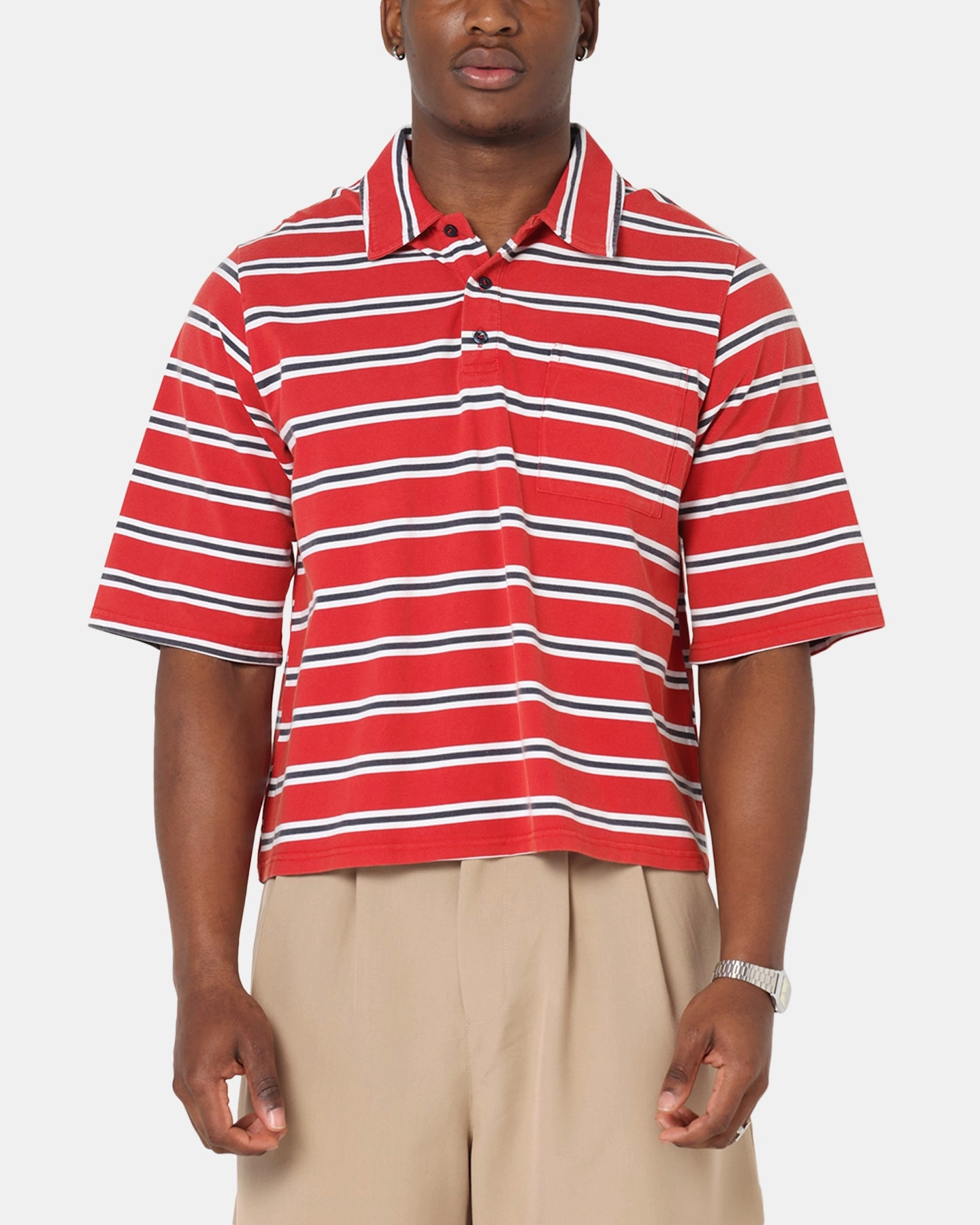 XXIII Striped Polo T-Shirt Red Stripe Trendy Prints