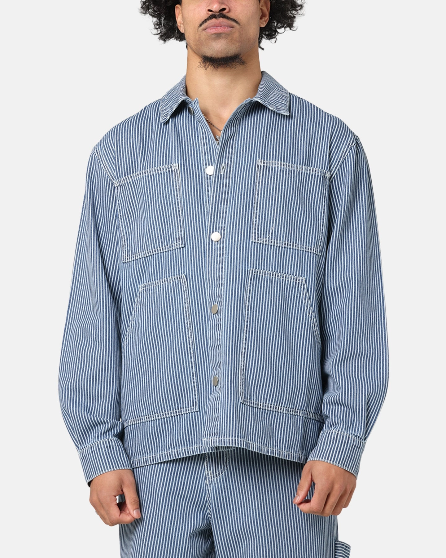 Flexible Hem XXIII Striped Work Jacket Navy Stripe