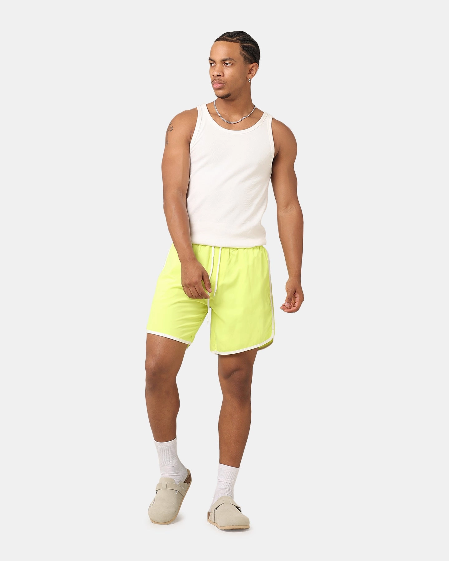 Multi Panel Cut Chill Mood XXIII Summer Swim Shorts Neon Green