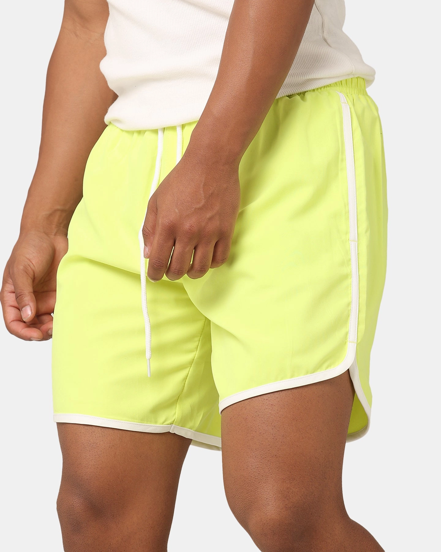 XXIII Summer Swim Shorts Neon Green Faux Leather Comfortable Style