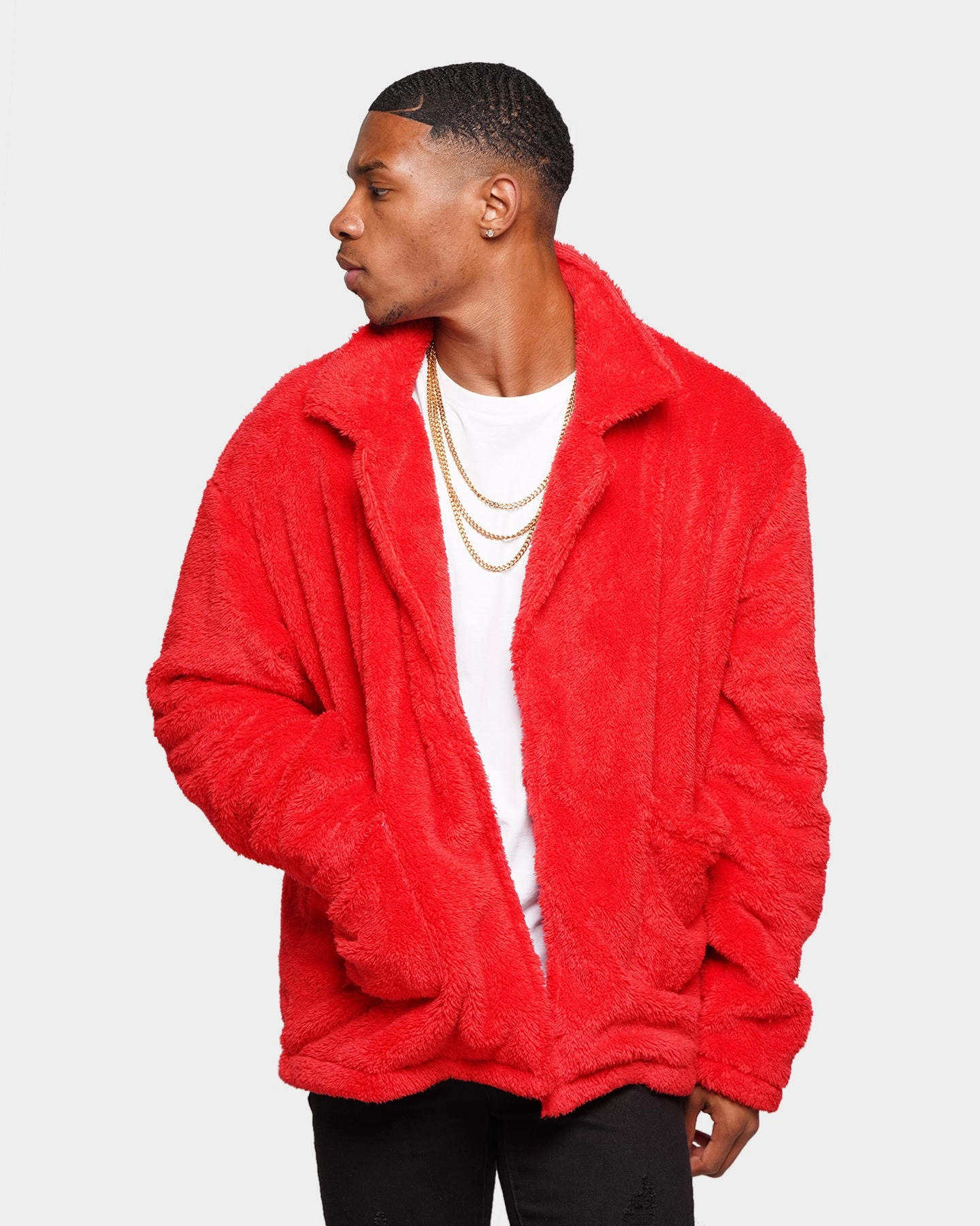 State Low Profile XXIII Talha Red Fur Jacket Red