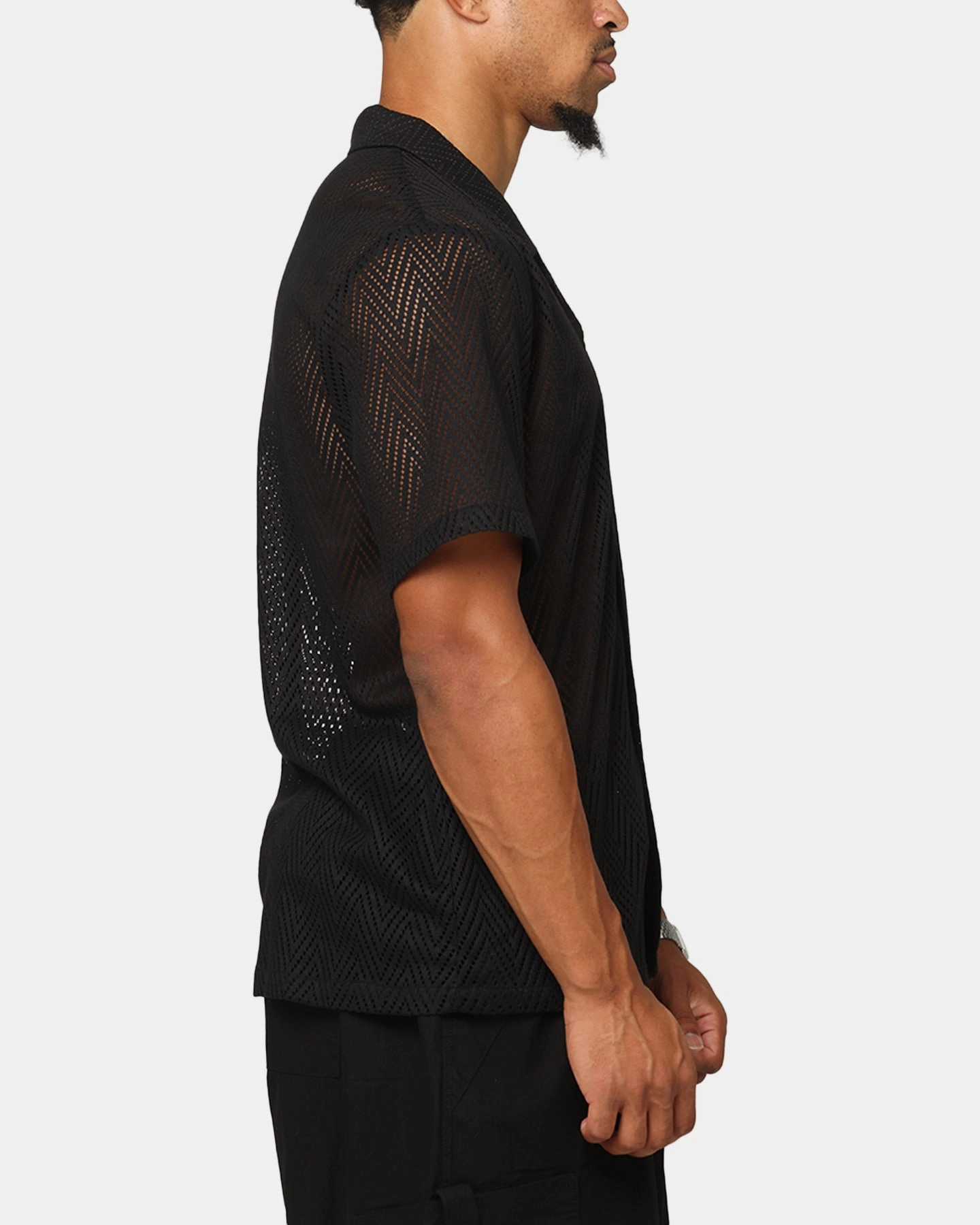 XXIII Terrace Knit Button Up Shirt Black Edgy Fashion