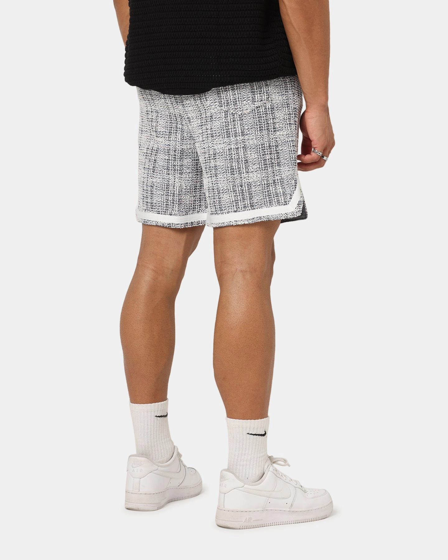 Low Profile Waistband AdjustableDrawstring XXIII Textured Ball Shorts Navy/Cream