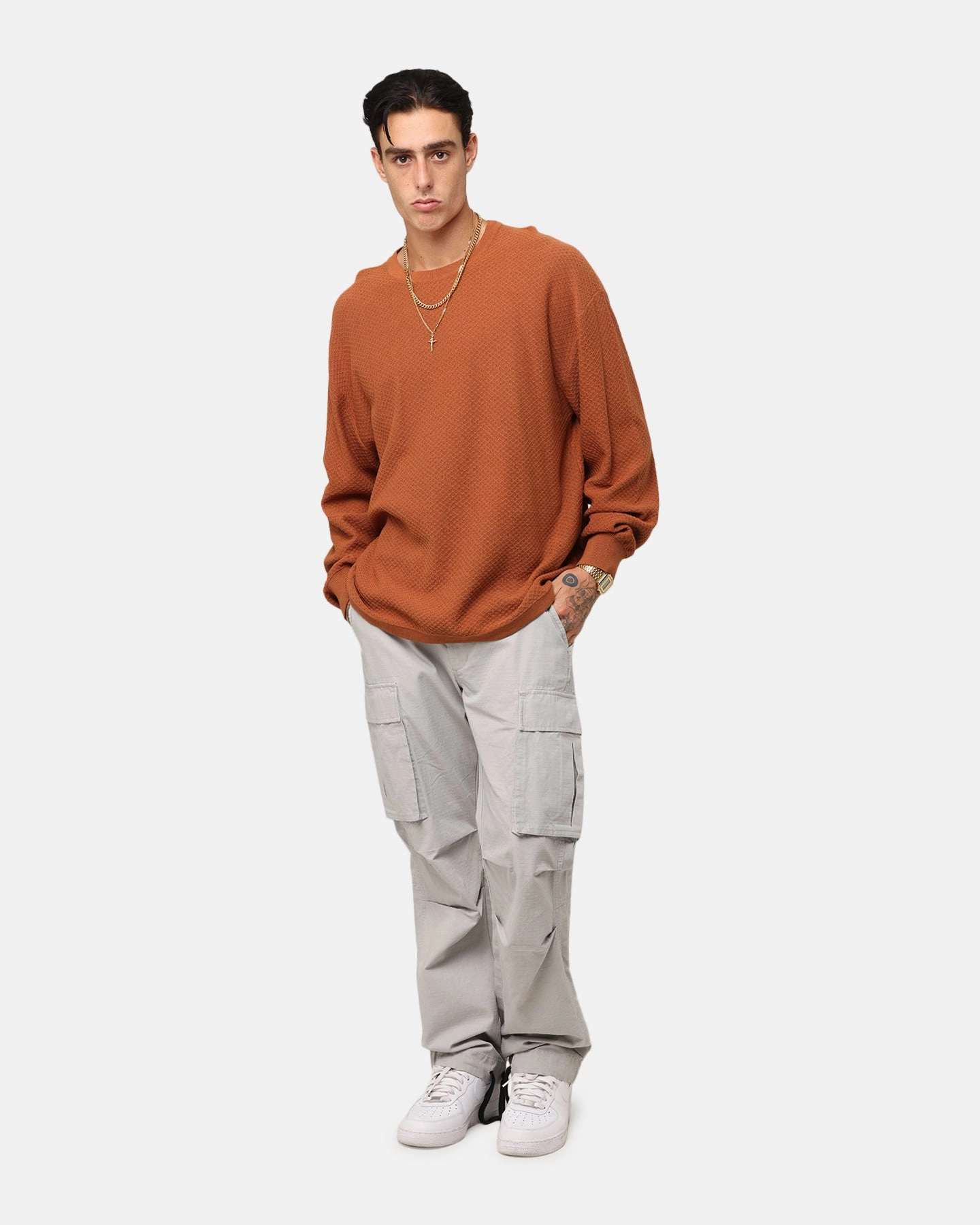 Timeless Layering Classic Smart XXIII Textured Long Sleeve T-Shirt Rust
