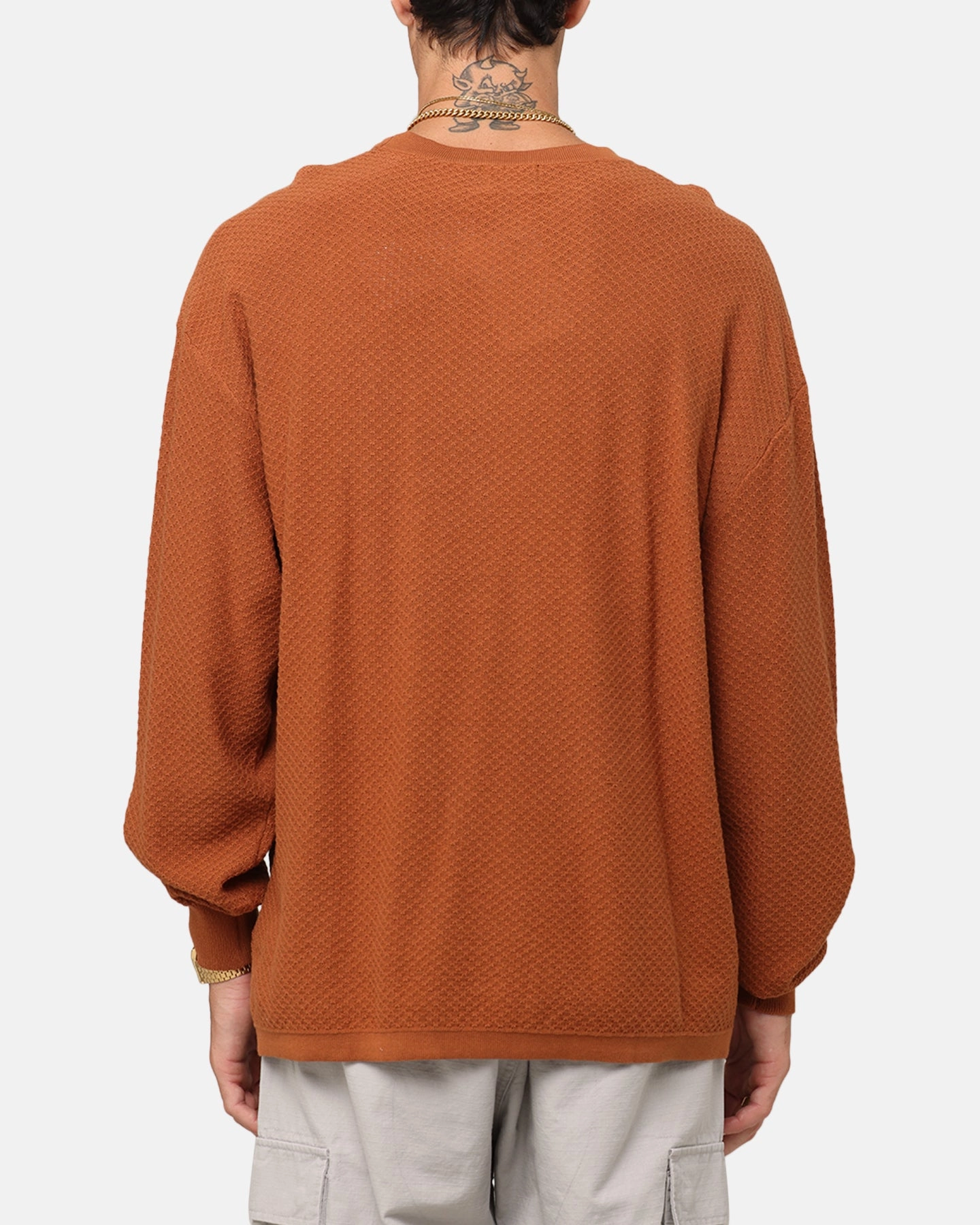 XXIII Textured Long Sleeve T-Shirt Rust Street Comfort SeamFreeShoulders