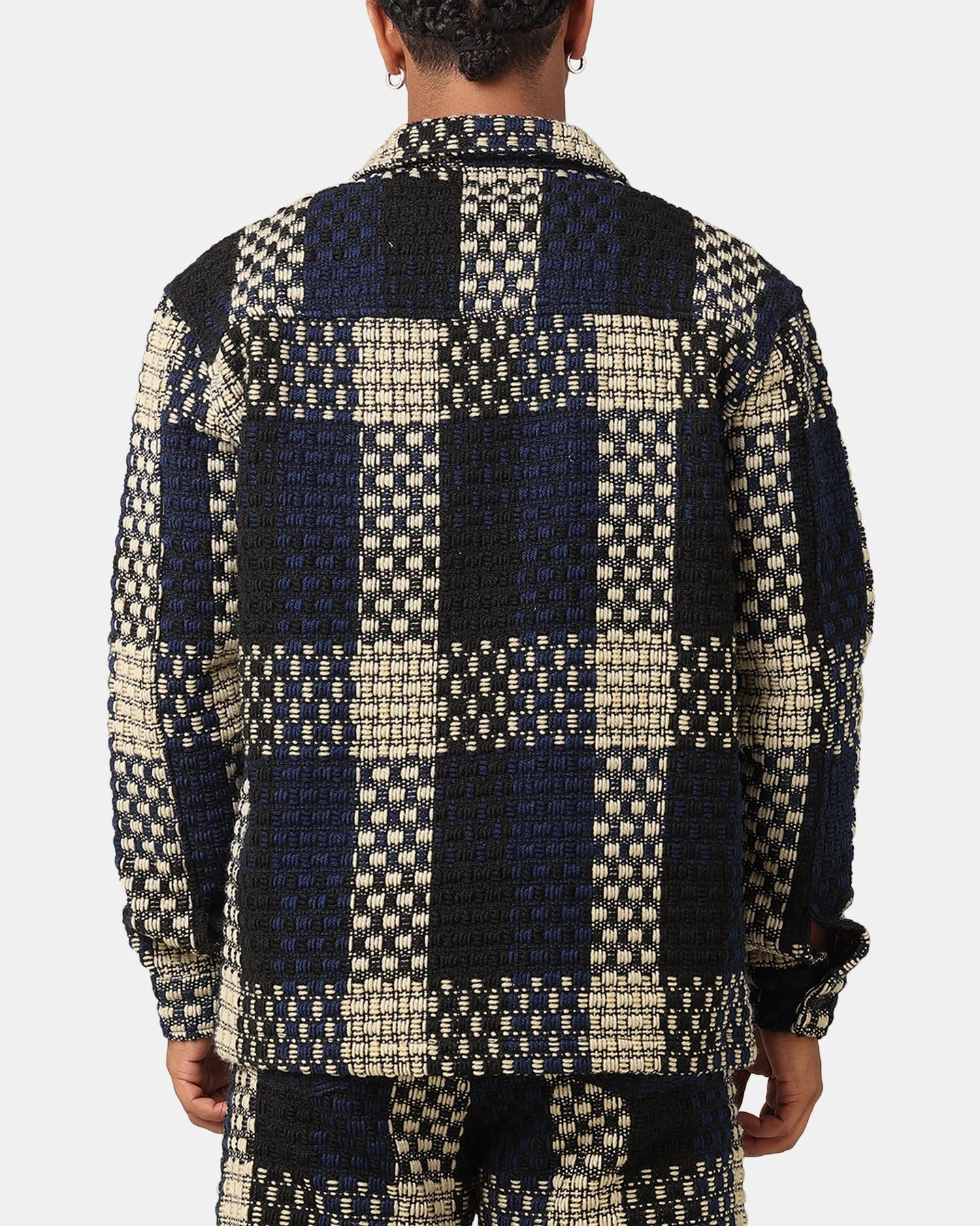Stylish-design XXIII Textured Weave Jacket Blue/Black/Yellow