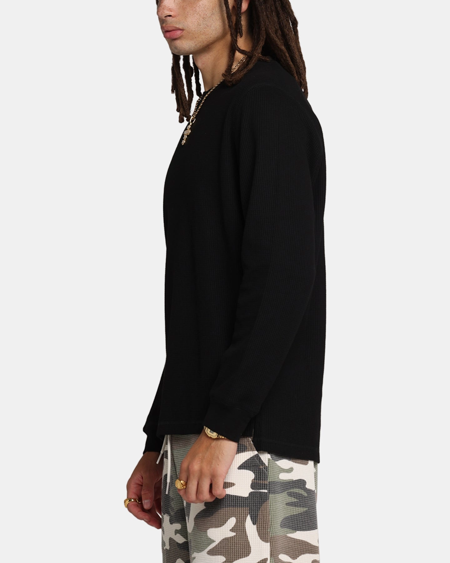 XXIII Thermal Long Sleeve T-Shirt Black Linen blend