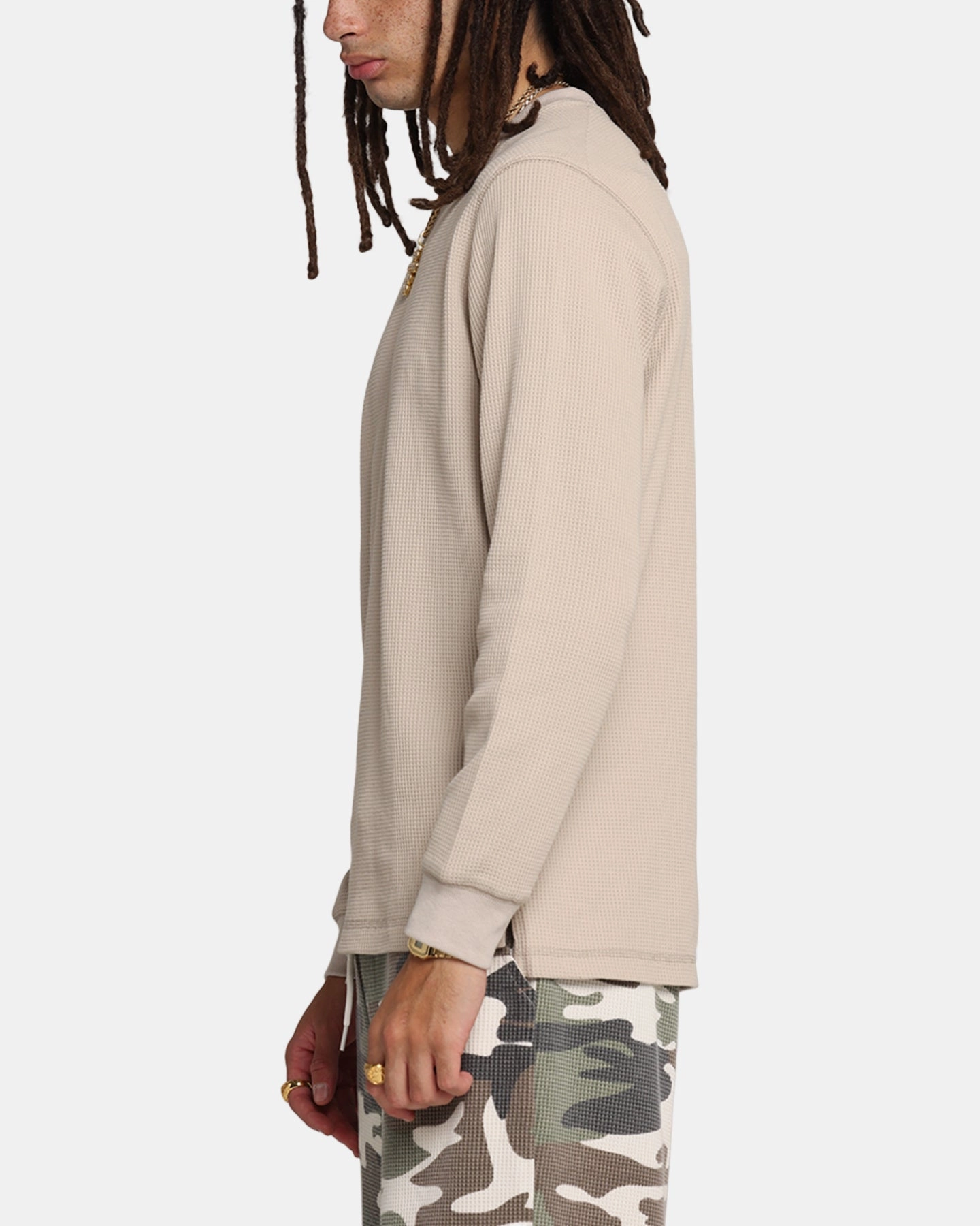 Chill Design Cross Grain Knit XXIII Thermal Long Sleeve T-Shirt Sand